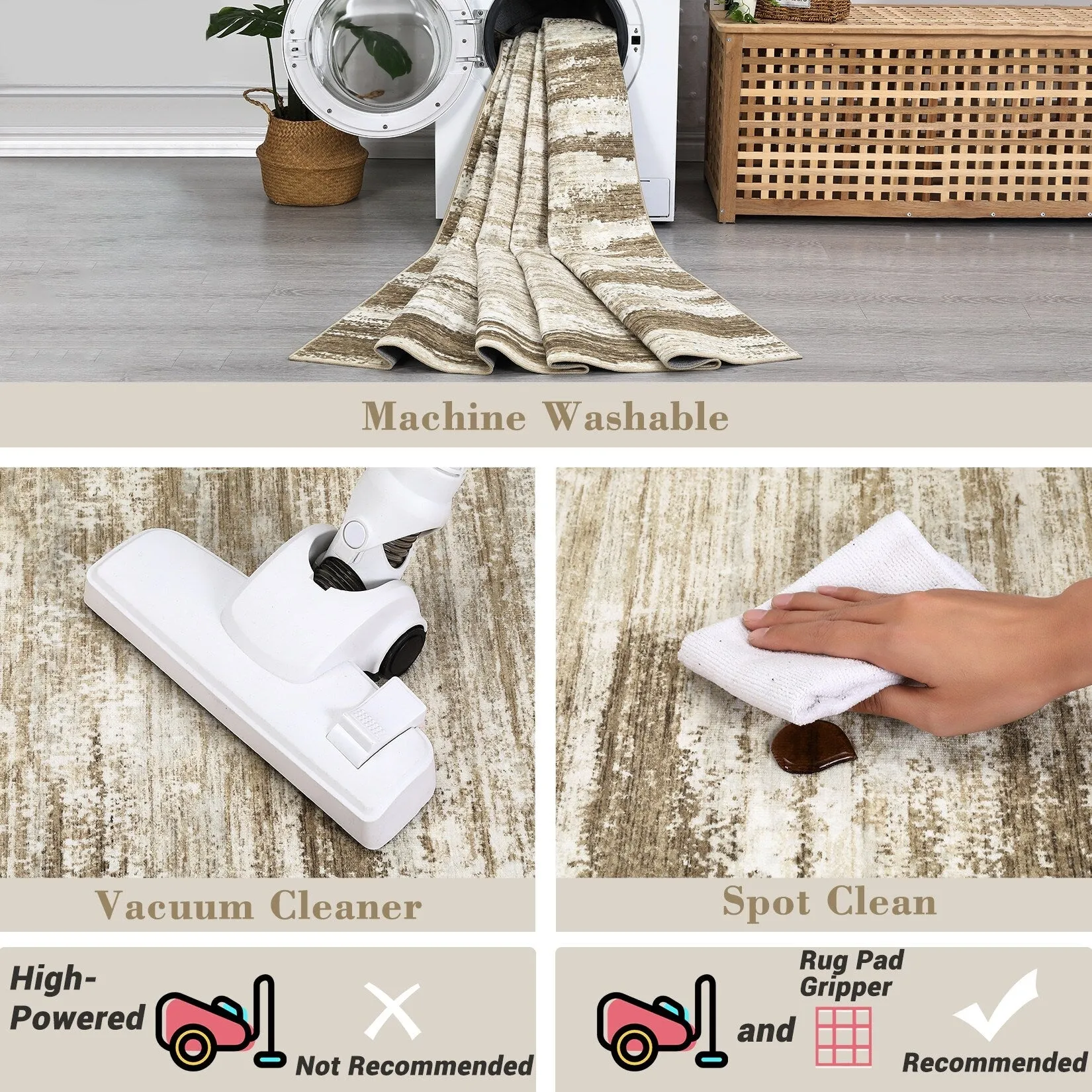 Washable Area Rugs for Living Room Modern Abstract Rug Non Slip Non Shedding Stain Resistant Carpet