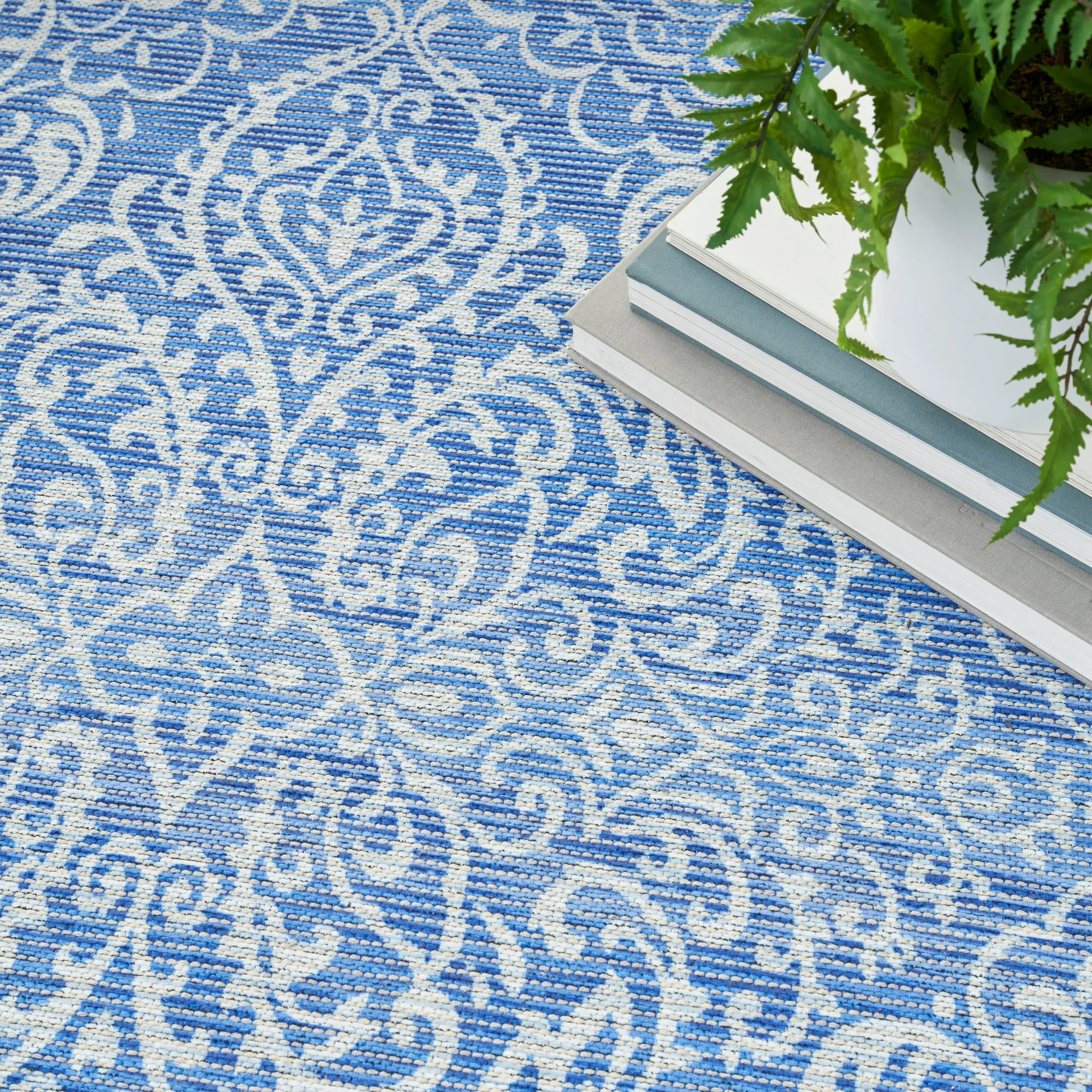 Waverly Machine Washable Botanical Damask Area Rug