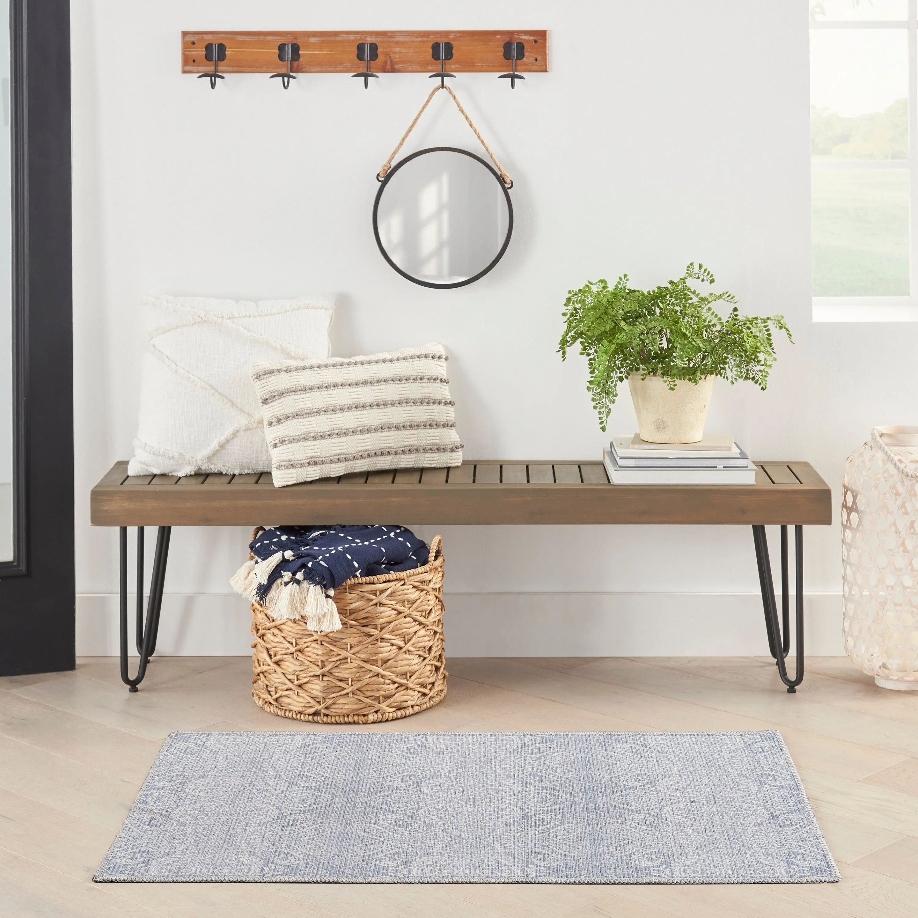 Waverly Machine Washable Botanical Damask Area Rug