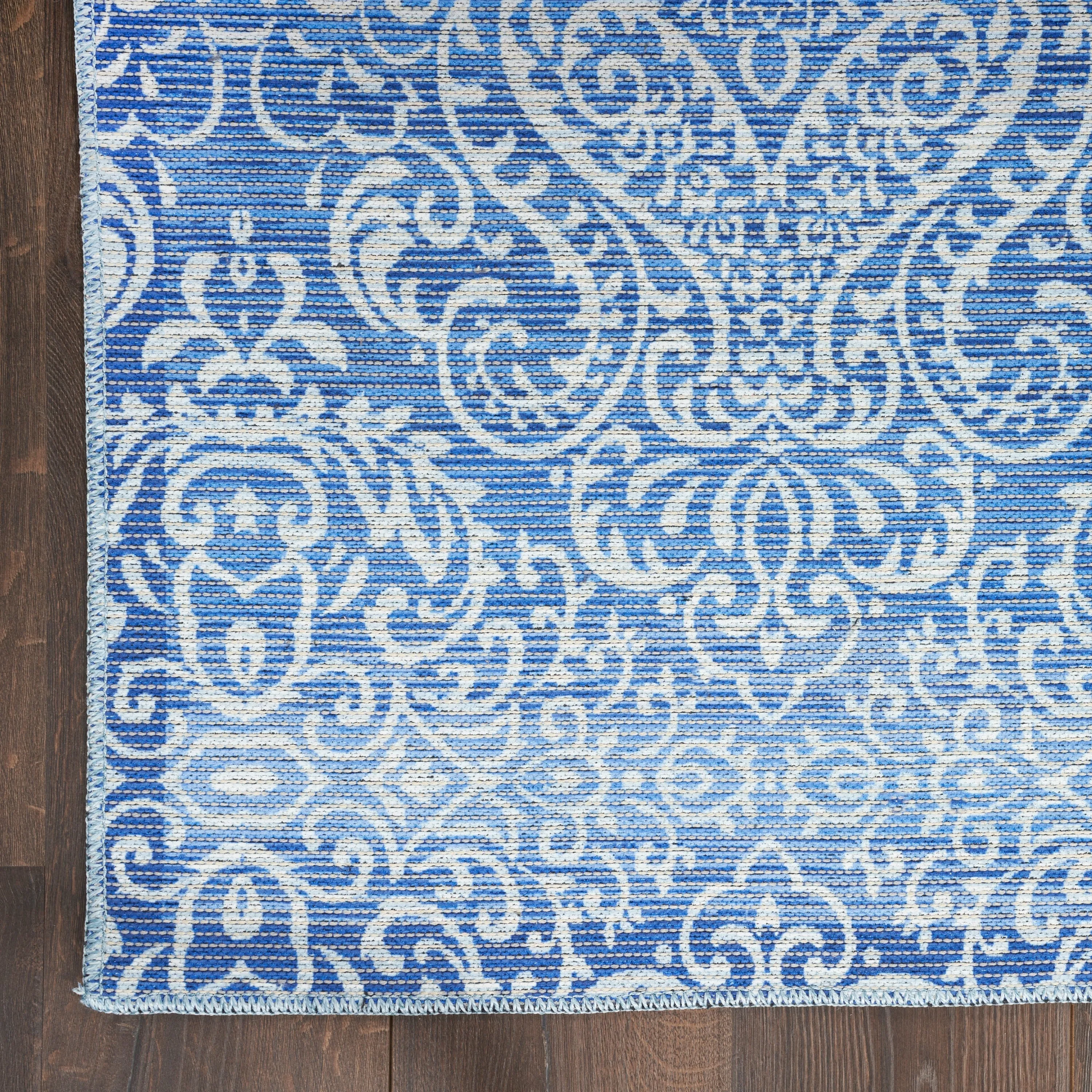 Waverly Machine Washable Botanical Damask Area Rug
