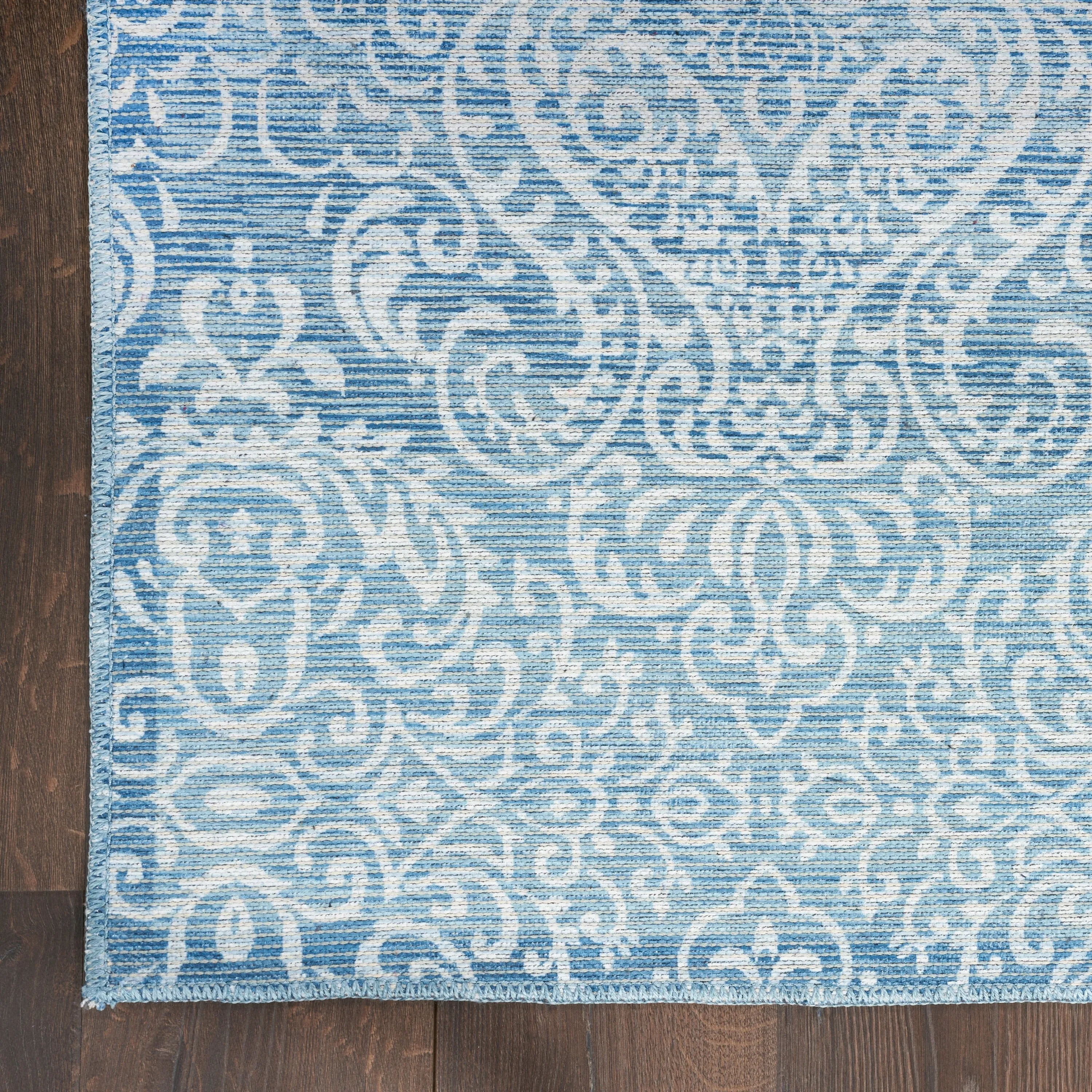 Waverly Machine Washable Botanical Damask Area Rug