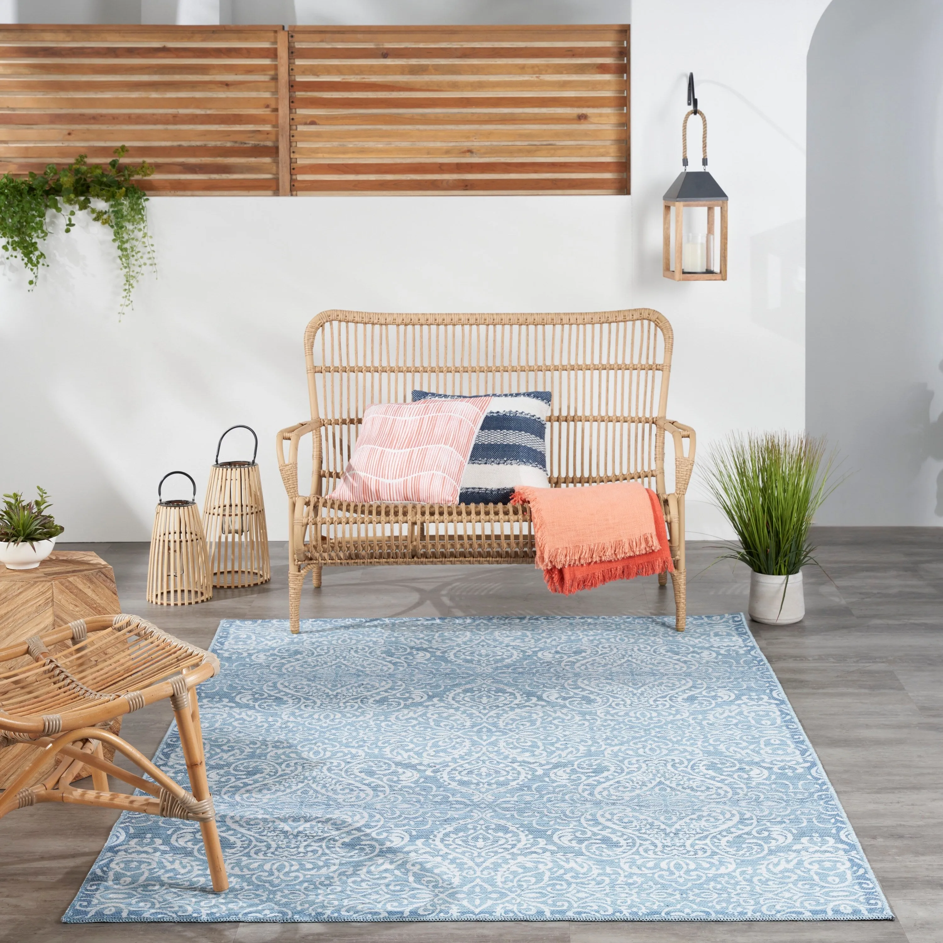 Waverly Machine Washable Botanical Damask Area Rug