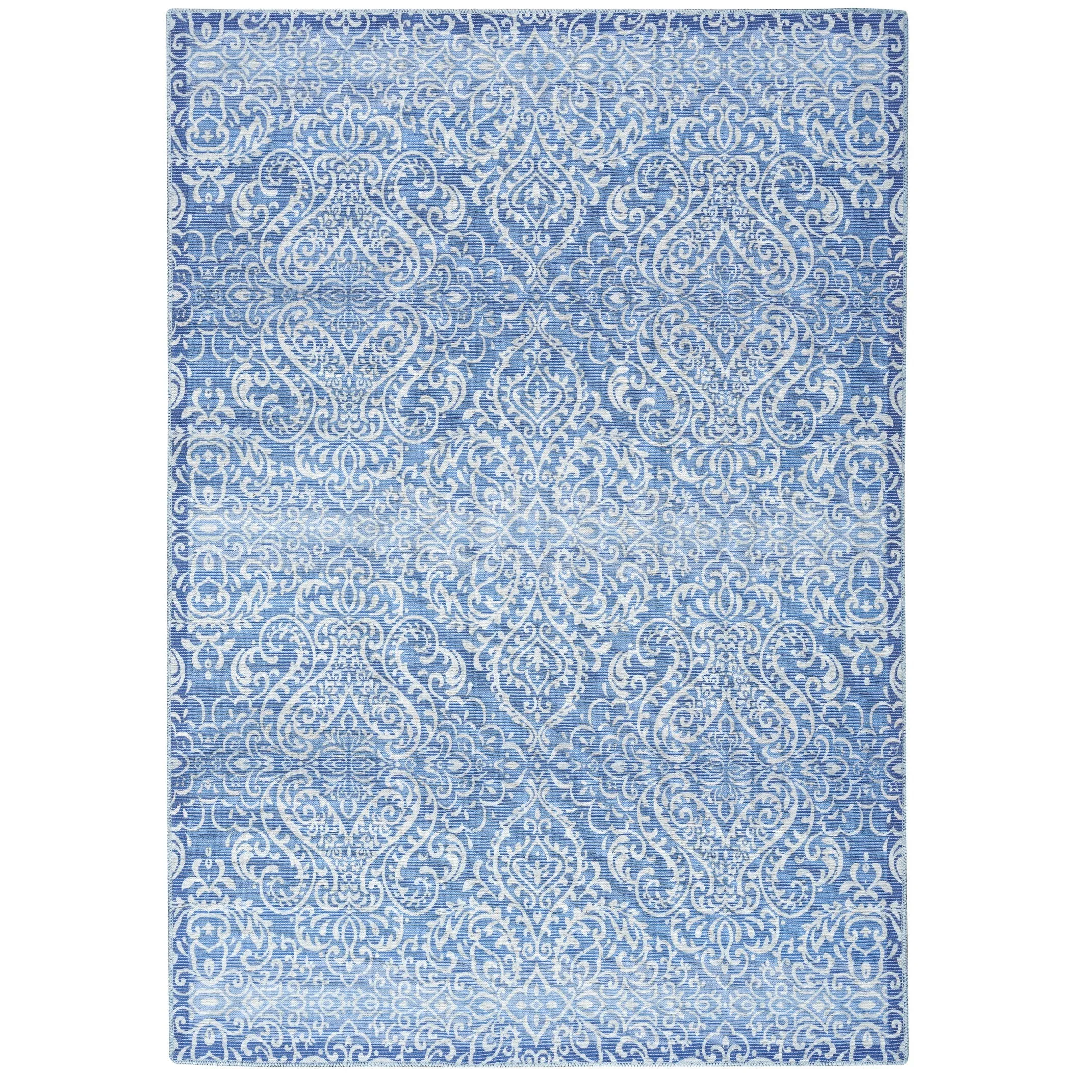 Waverly Machine Washable Botanical Damask Area Rug