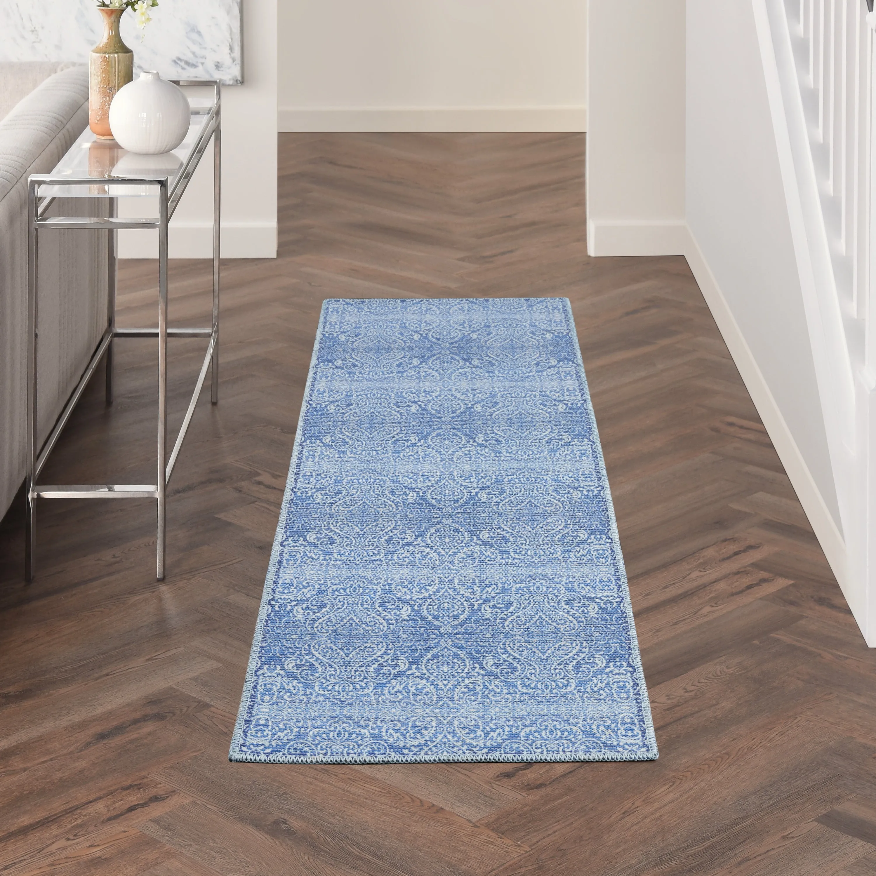 Waverly Machine Washable Botanical Damask Area Rug