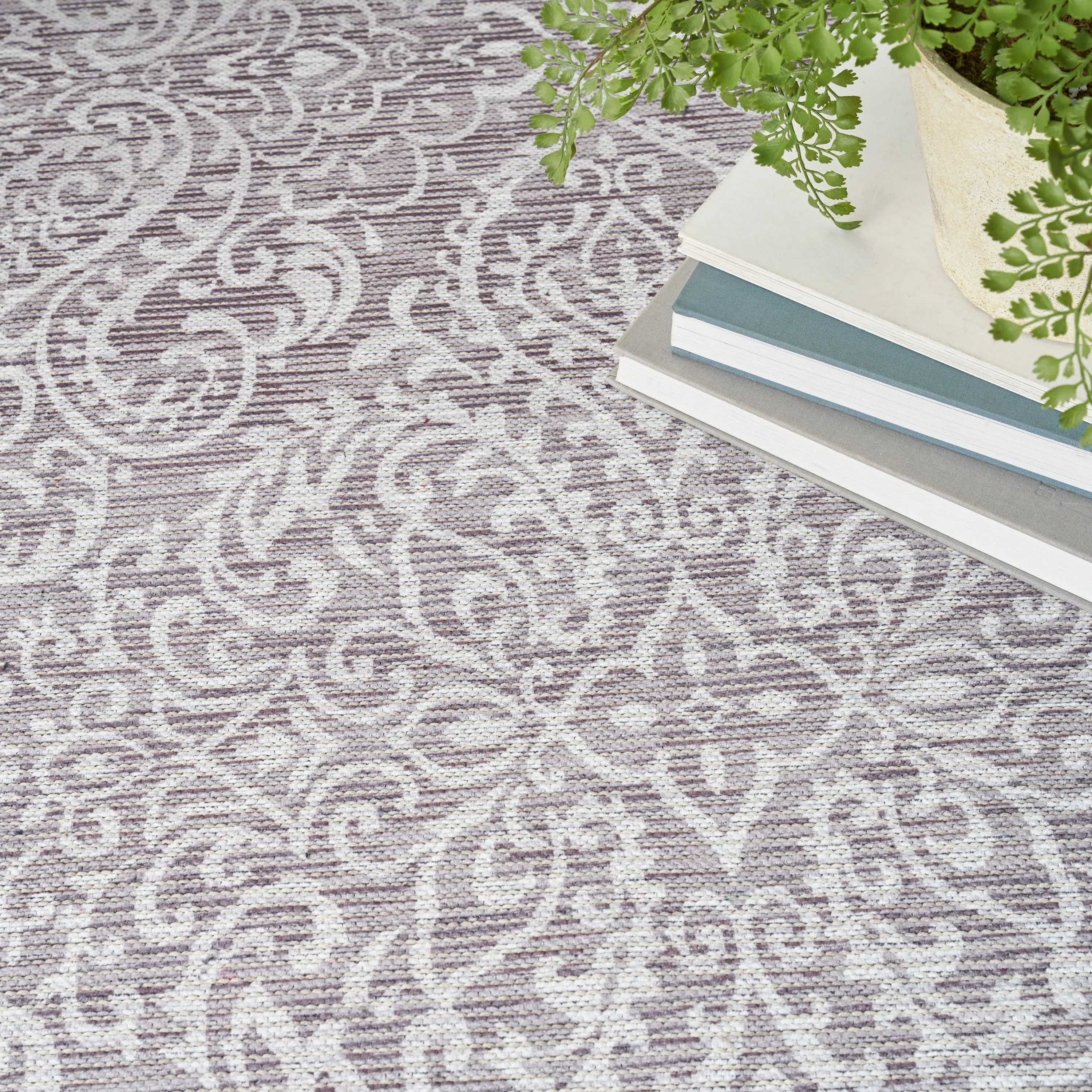 Waverly Machine Washable Botanical Damask Area Rug