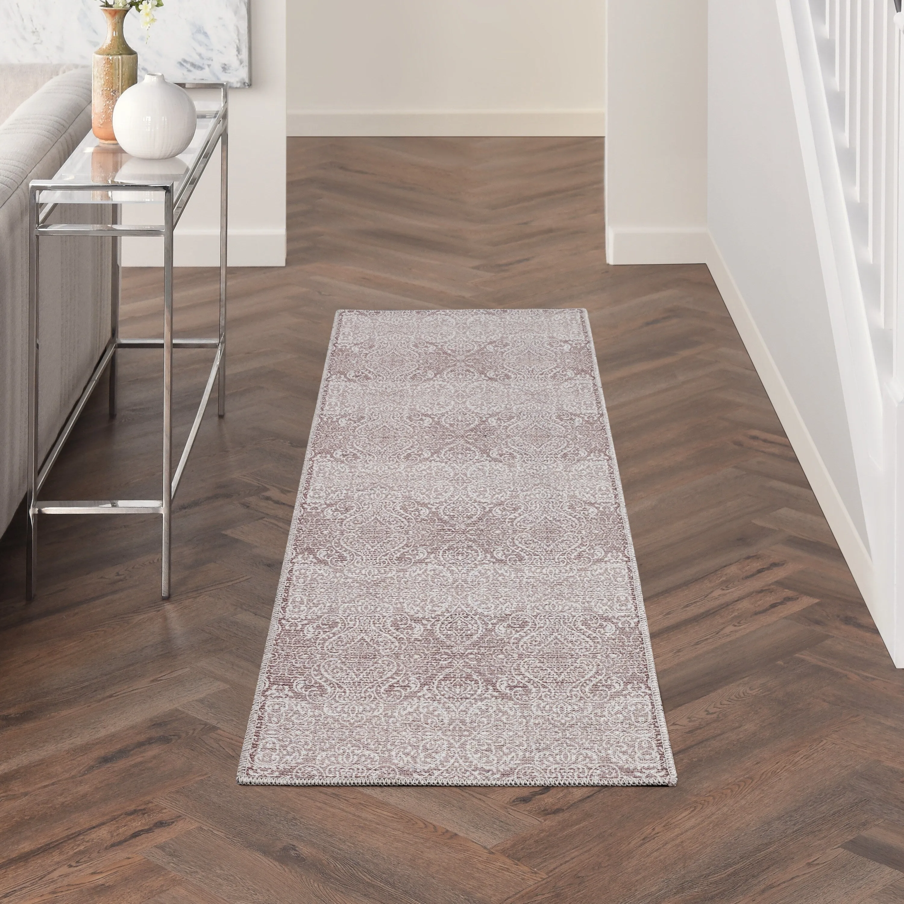 Waverly Machine Washable Botanical Damask Area Rug