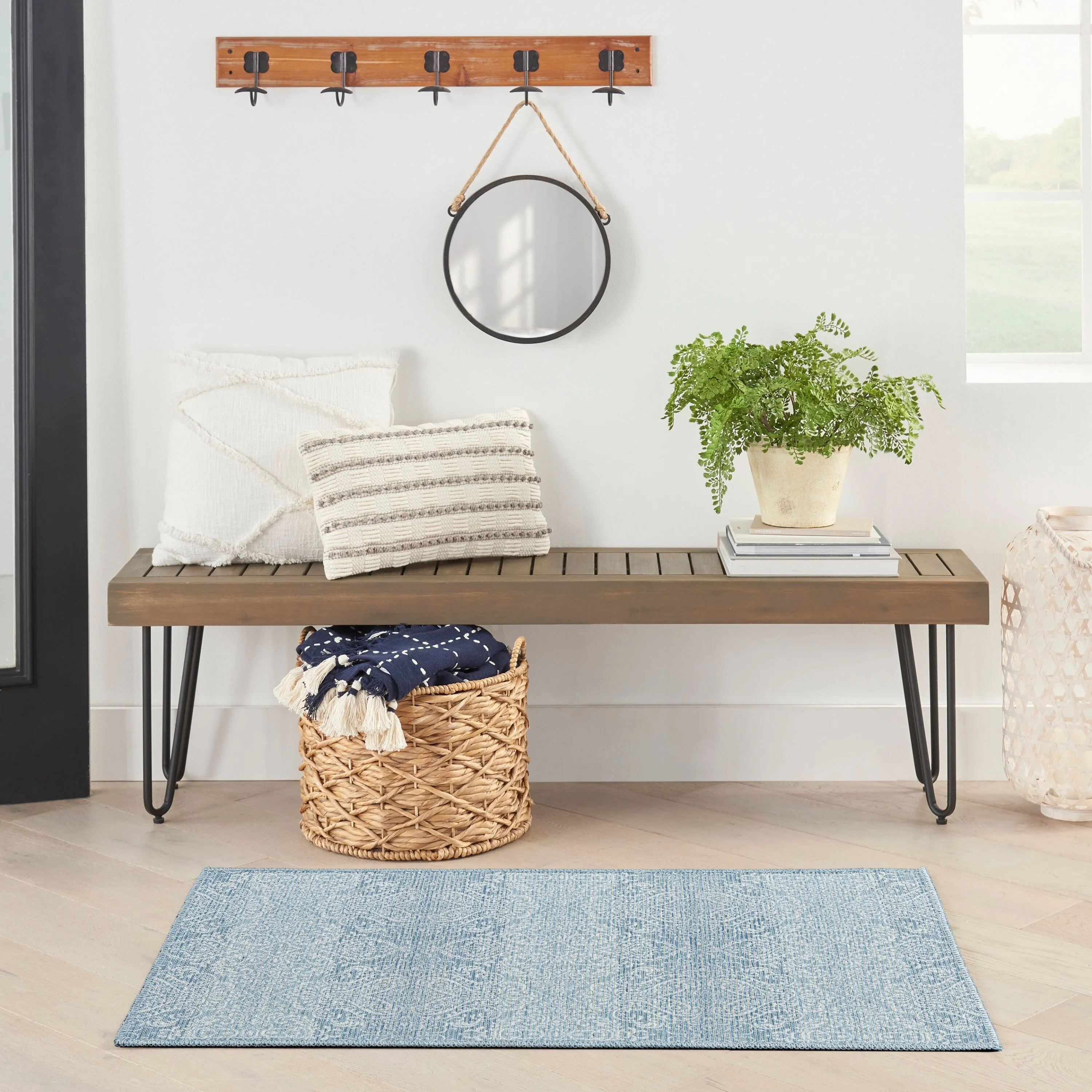 Waverly Machine Washable Botanical Damask Area Rug
