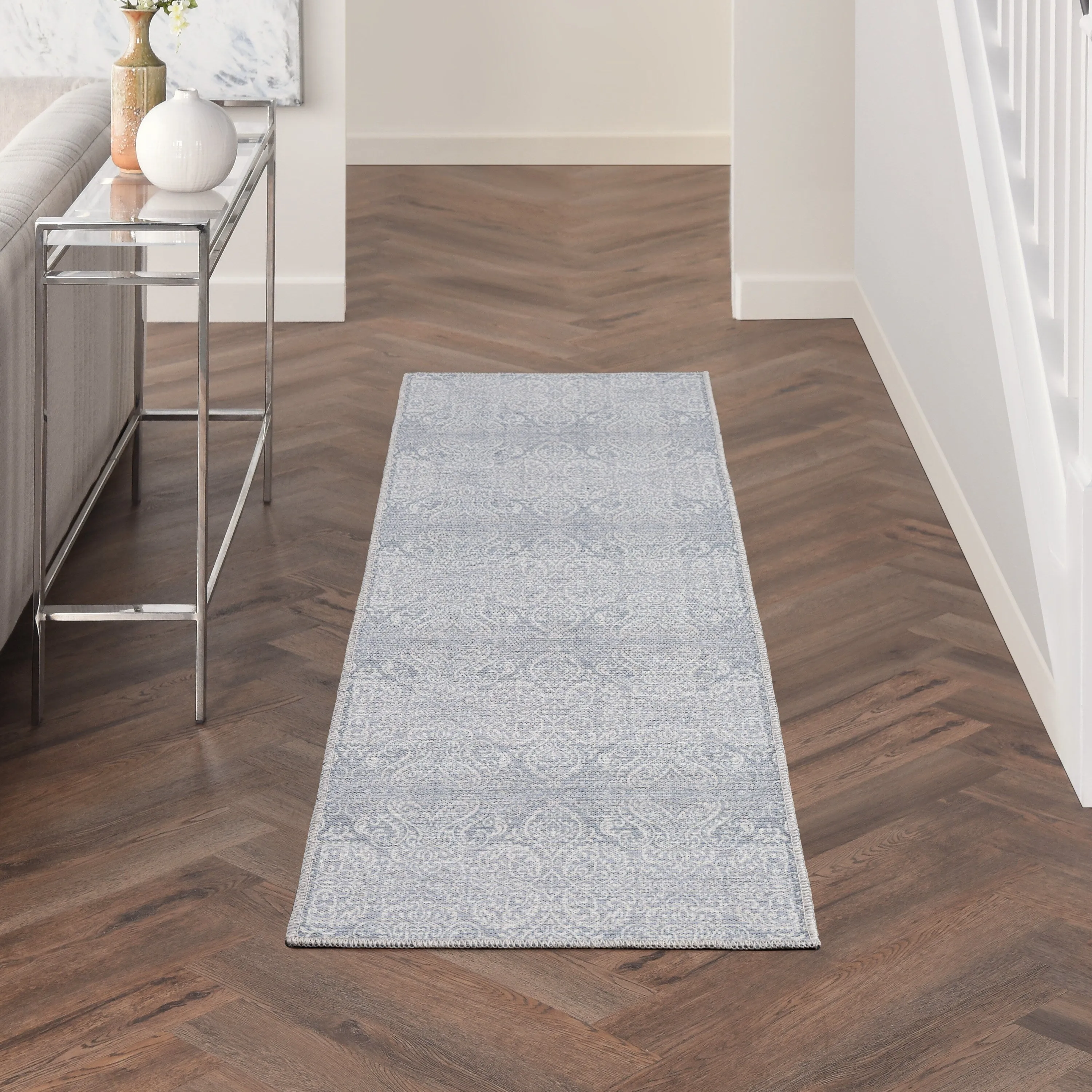 Waverly Machine Washable Botanical Damask Area Rug