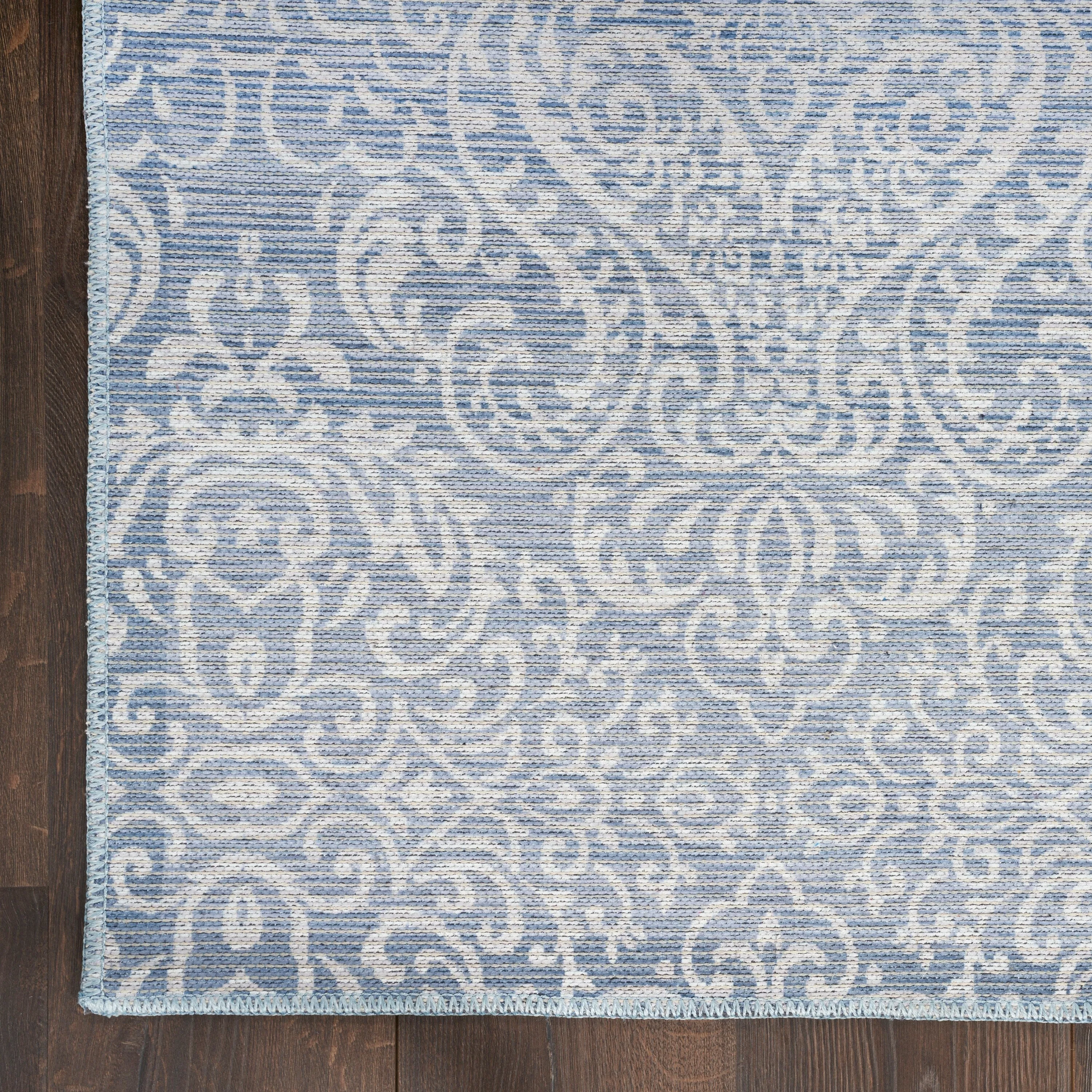 Waverly Machine Washable Botanical Damask Area Rug