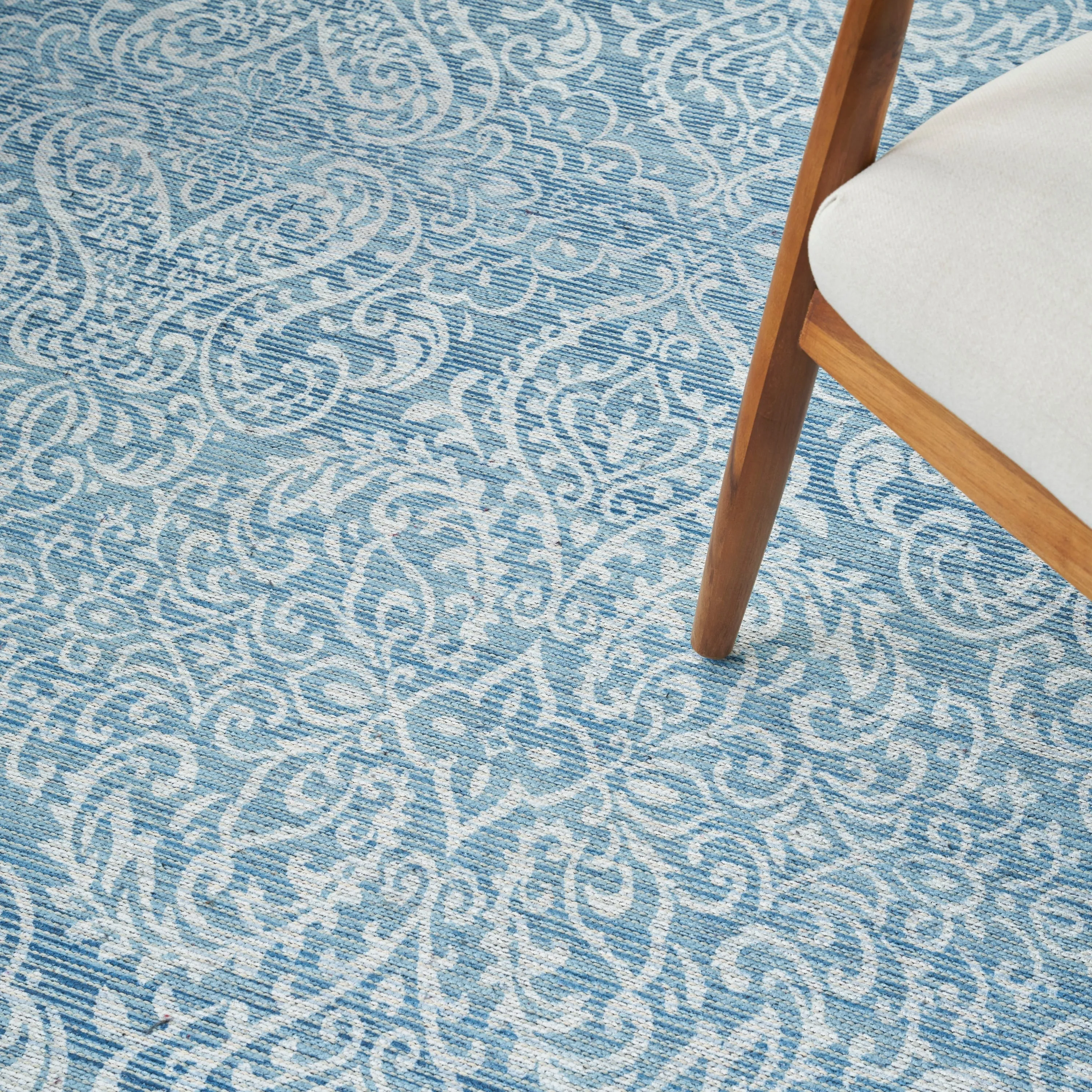 Waverly Machine Washable Botanical Damask Area Rug