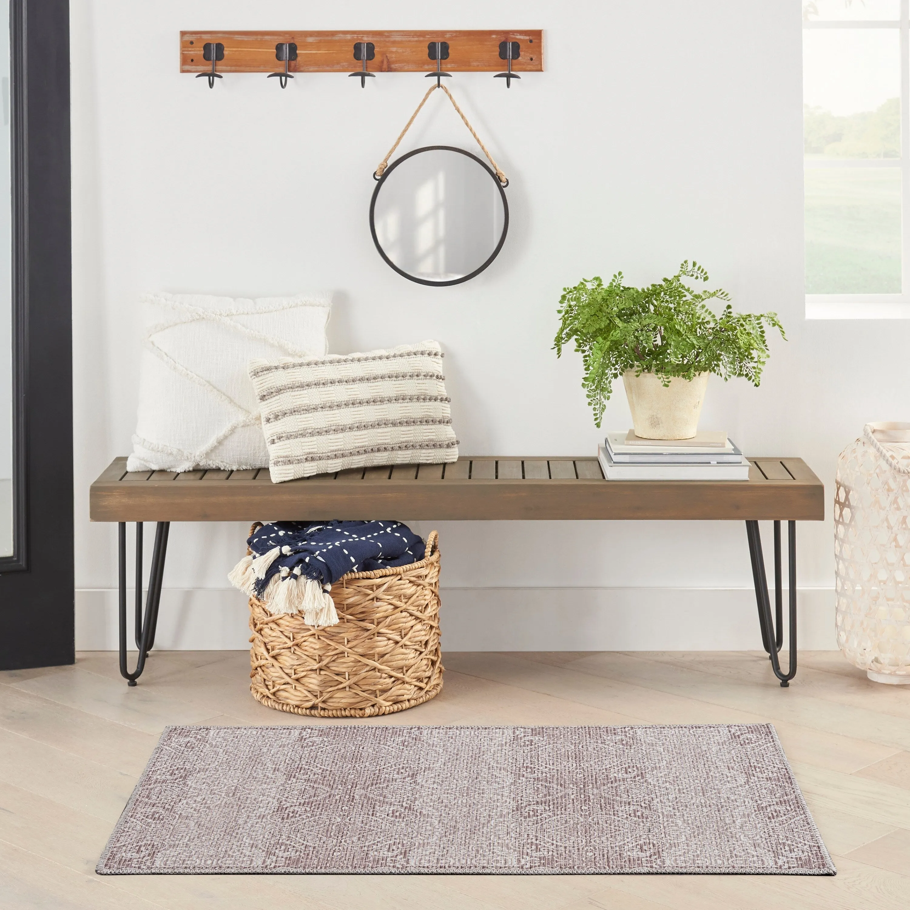 Waverly Machine Washable Botanical Damask Area Rug