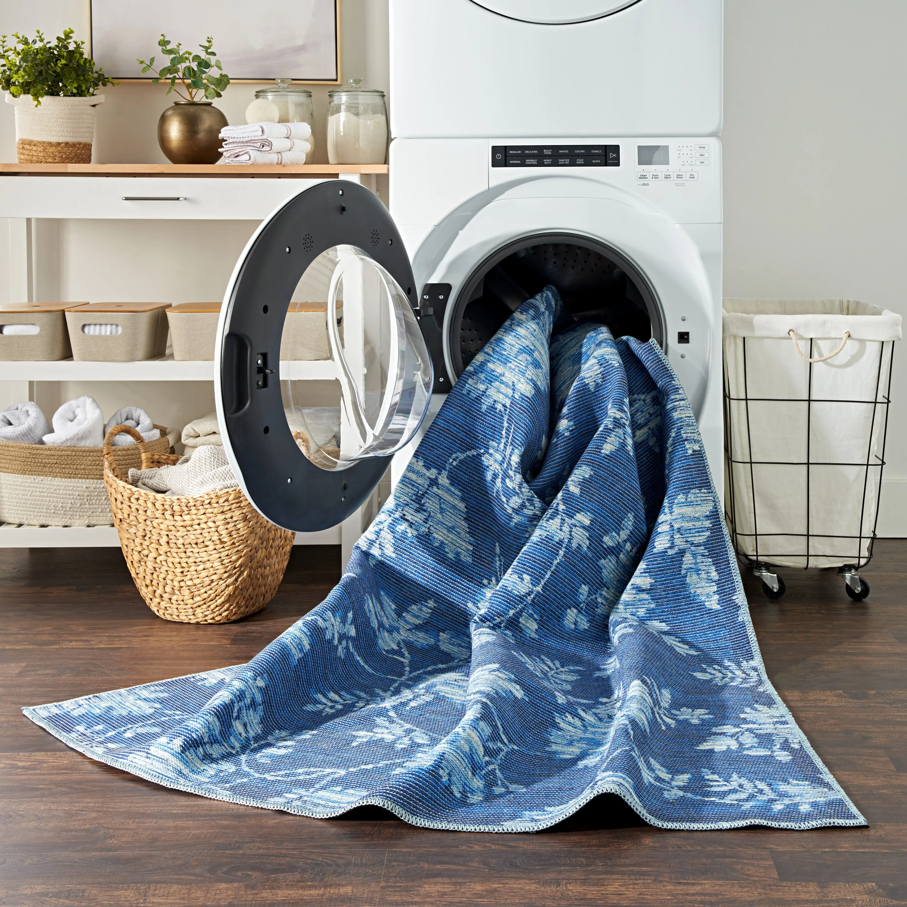 Waverly Machine Washable Botanical Damask Area Rug