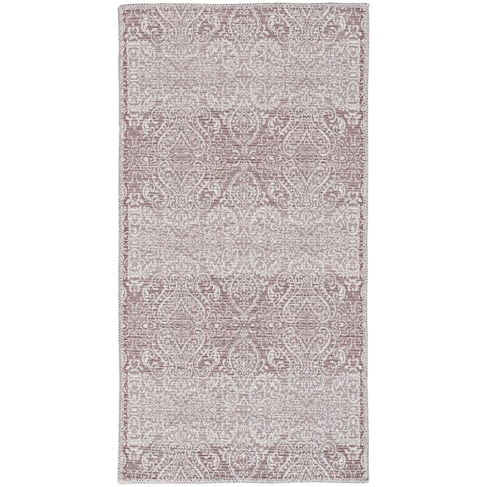 Waverly Machine Washable Botanical Damask Area Rug