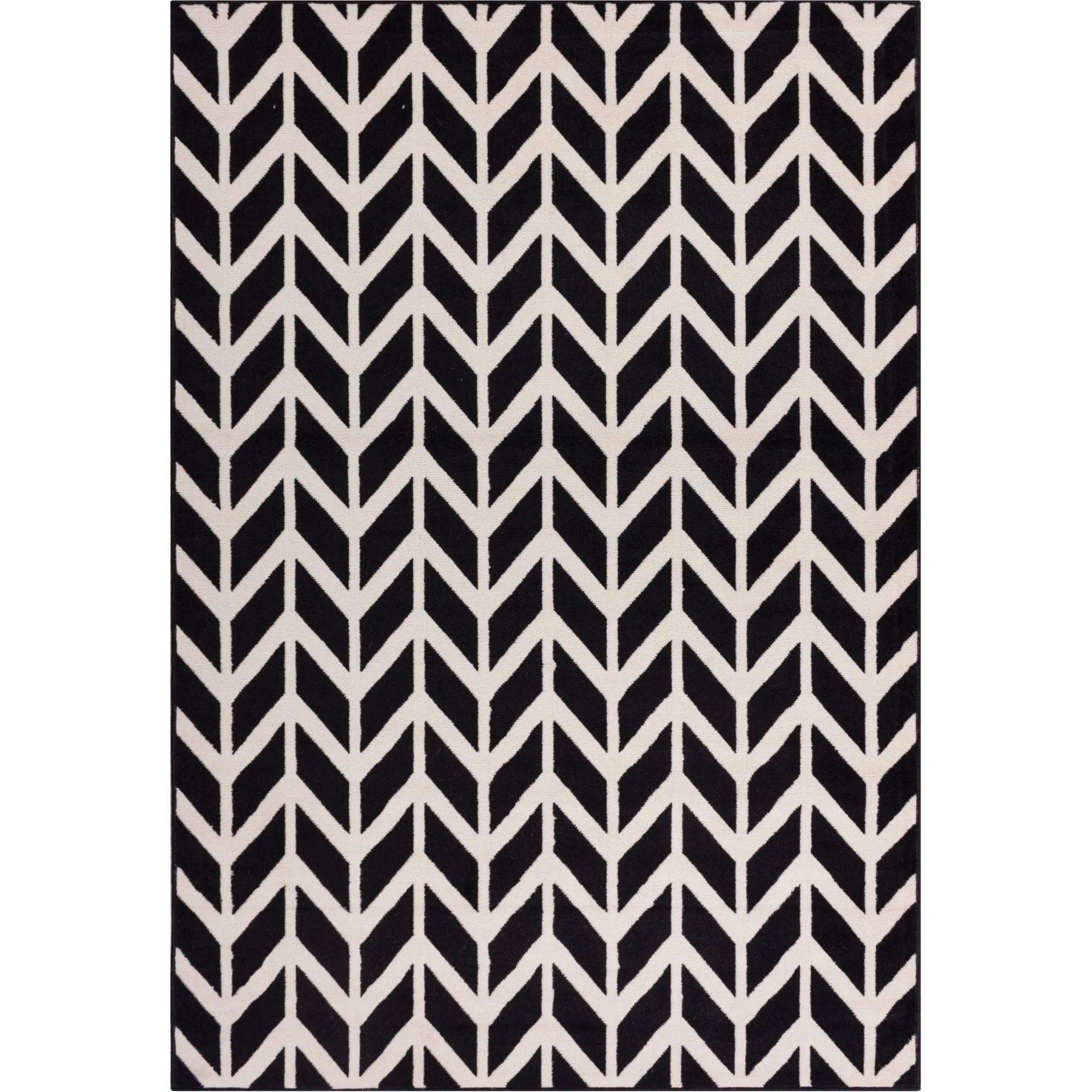Well Woven Eastgate Modern Zig Zag Chevron Black Beige Cream Area Rug - 5'3 x 7'3