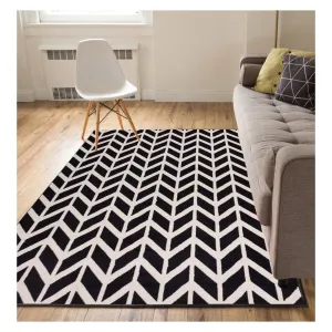 Well Woven Eastgate Modern Zig Zag Chevron Black Beige Cream Area Rug - 5'3 x 7'3