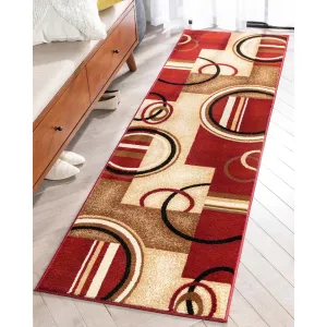 Well Woven Modern Geometric Abstract Shapes Red Oversized Runner Rug - 2'7 x 10'