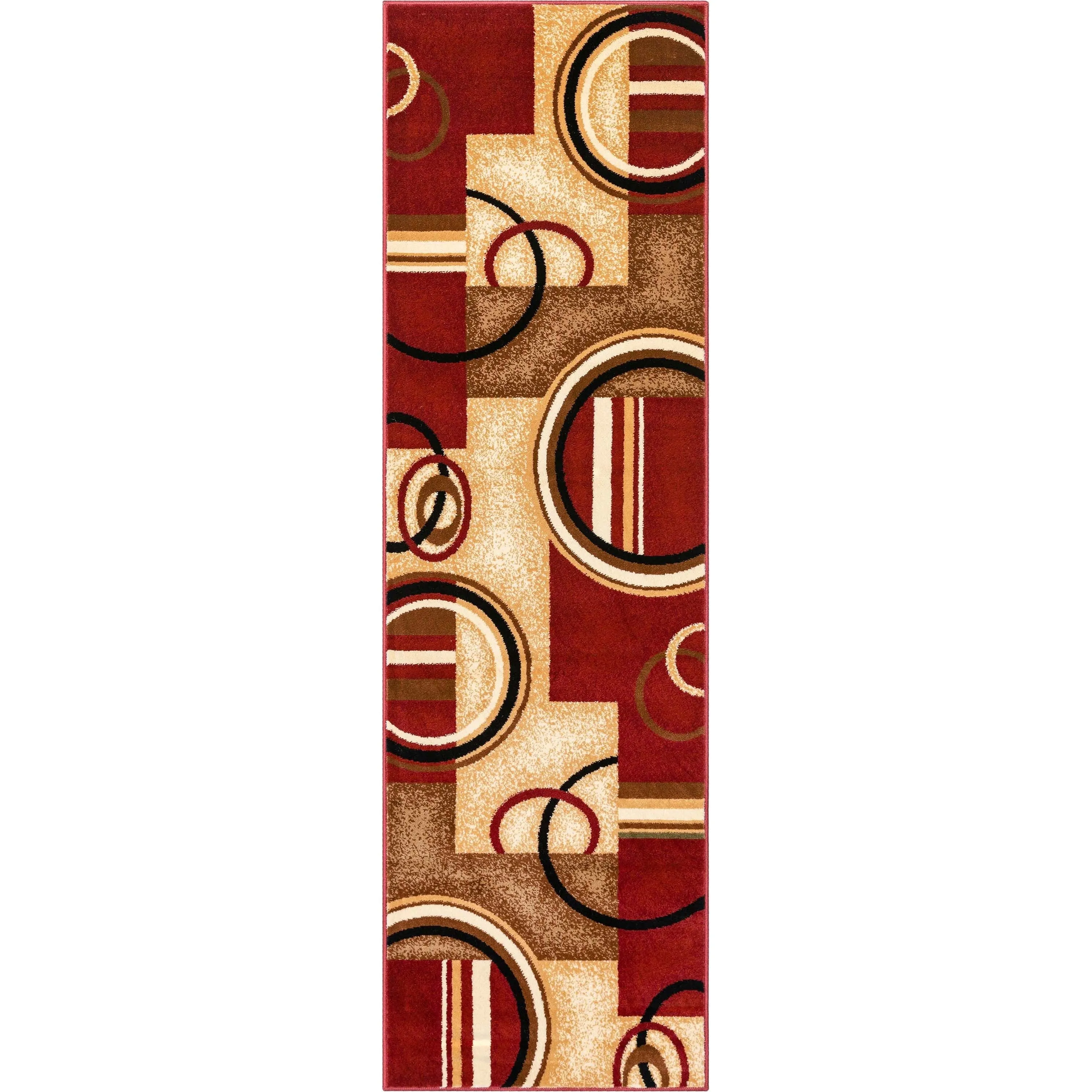 Well Woven Modern Geometric Abstract Shapes Red Oversized Runner Rug - 2'7 x 10'