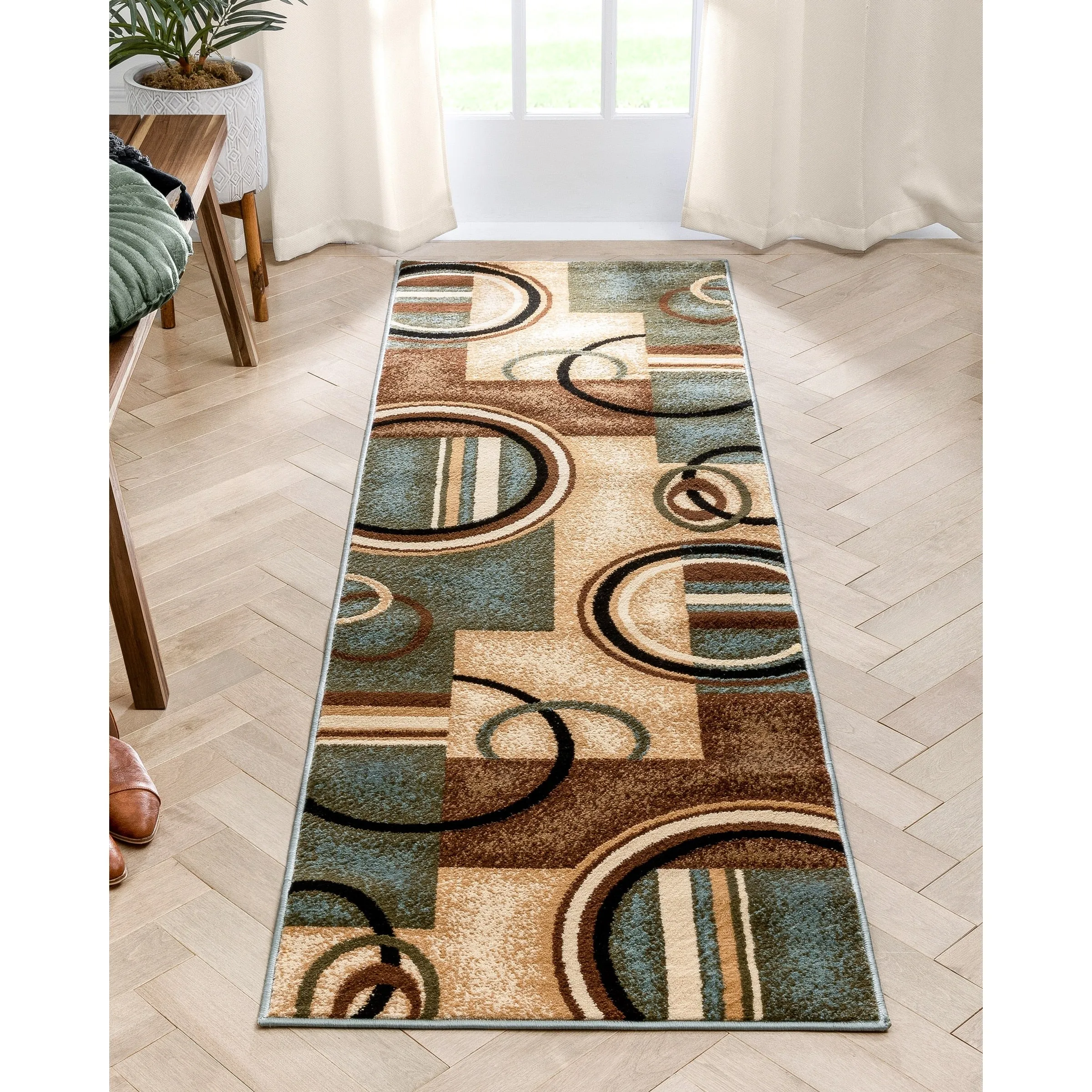 Well Woven Modern Geometric Abstract Shapes Red Oversized Runner Rug - 2'7 x 10'