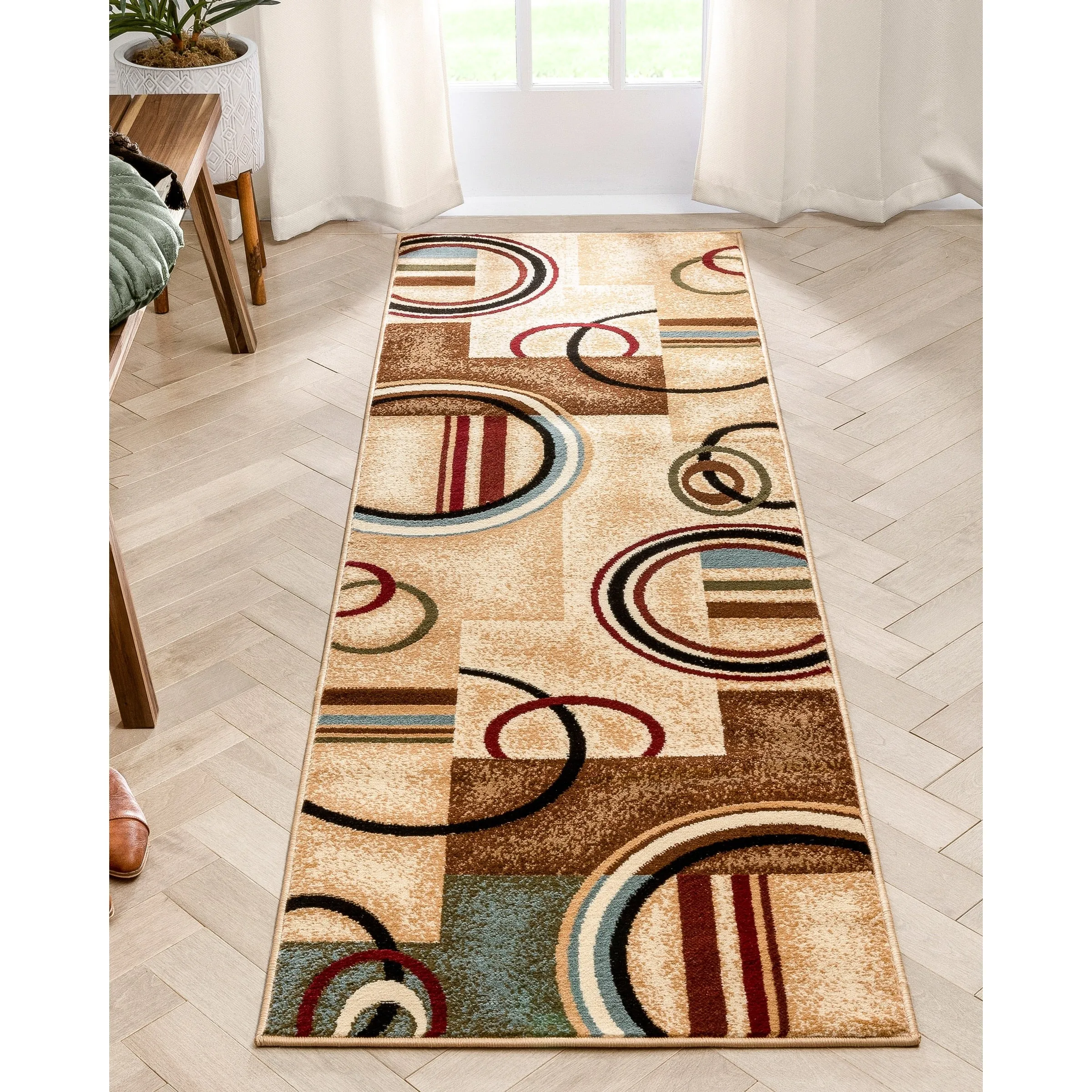 Well Woven Modern Geometric Abstract Shapes Red Oversized Runner Rug - 2'7 x 10'