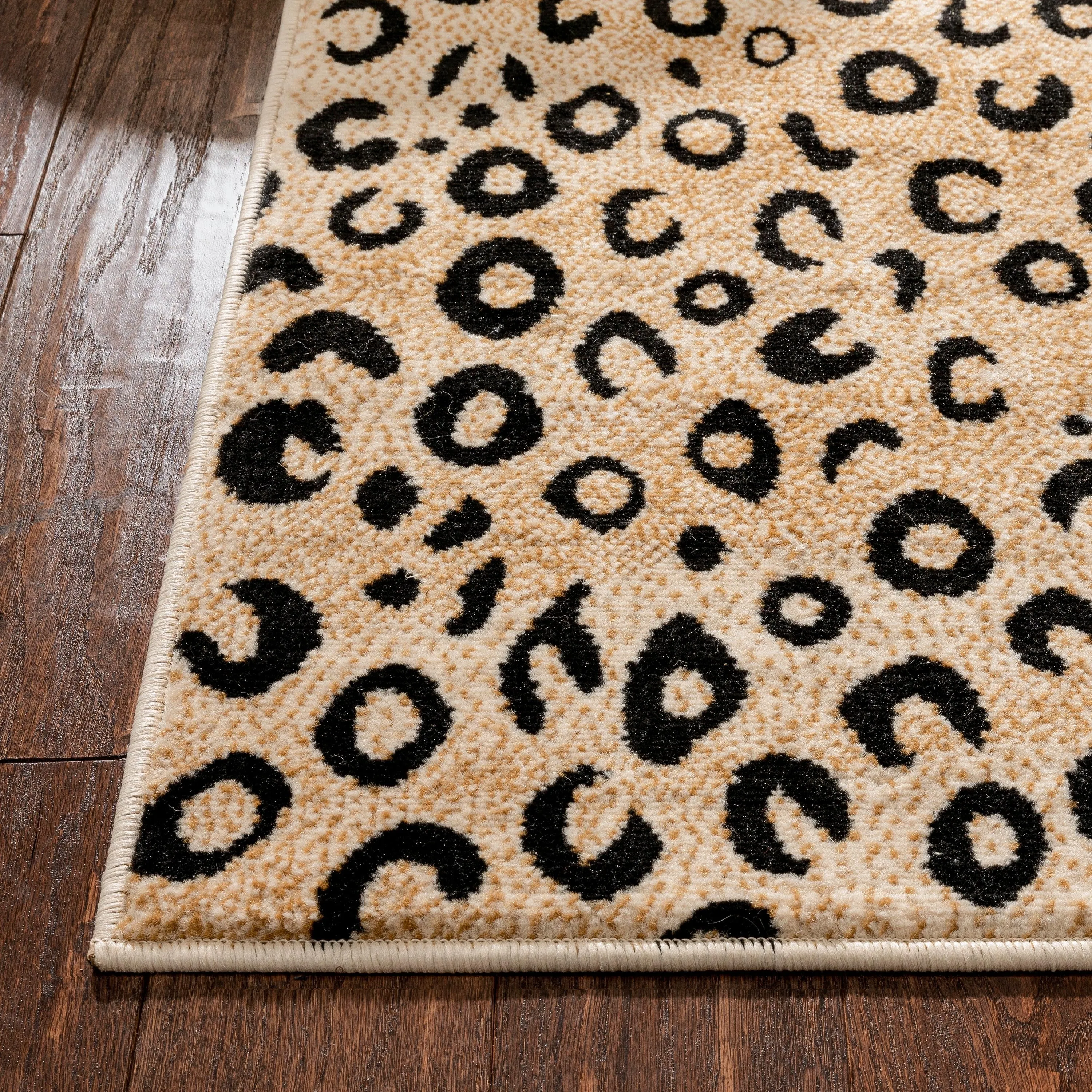 Well Woven Modern Leopard Animal Prints Black Ivory Area Rug - 5' x 7'2