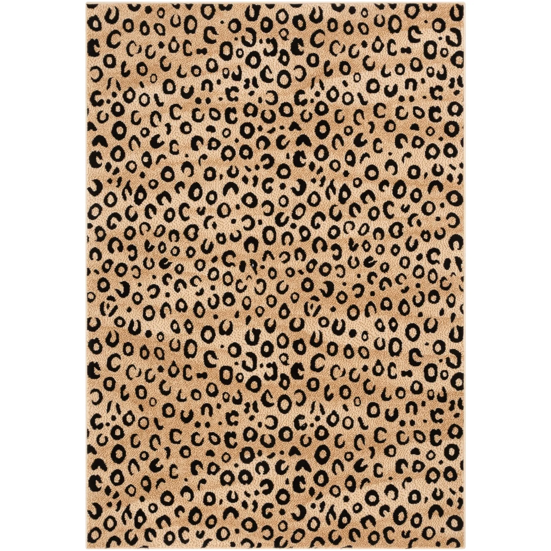 Well Woven Modern Leopard Animal Prints Black Ivory Area Rug - 5' x 7'2