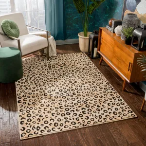 Well Woven Modern Leopard Animal Prints Black Ivory Area Rug - 5' x 7'2