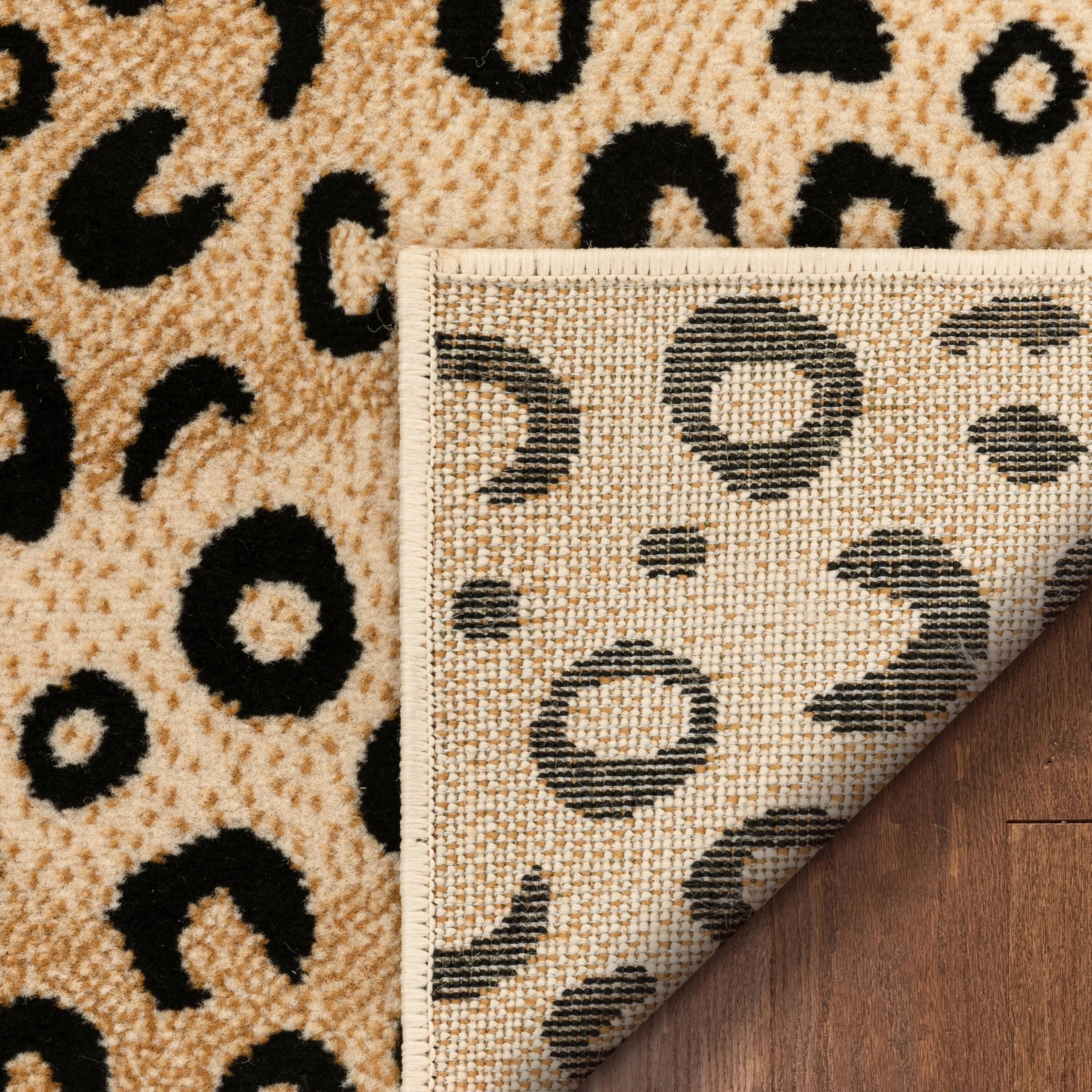 Well Woven Modern Leopard Animal Prints Black Ivory Area Rug - 5' x 7'2