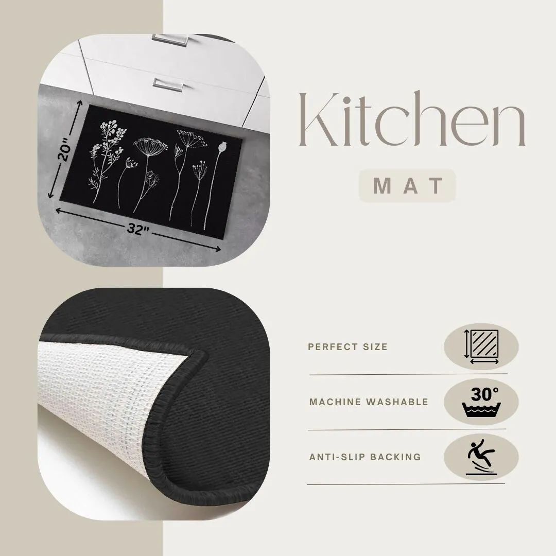 Wool Effect Wildflowers Kitchen Mat or Runner Rug
