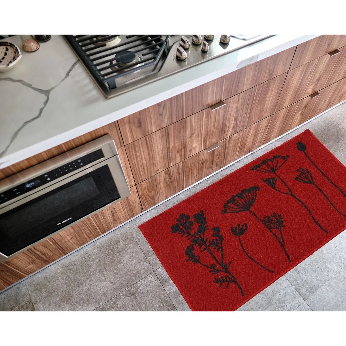Wool Effect Wildflowers Kitchen Mat or Runner Rug