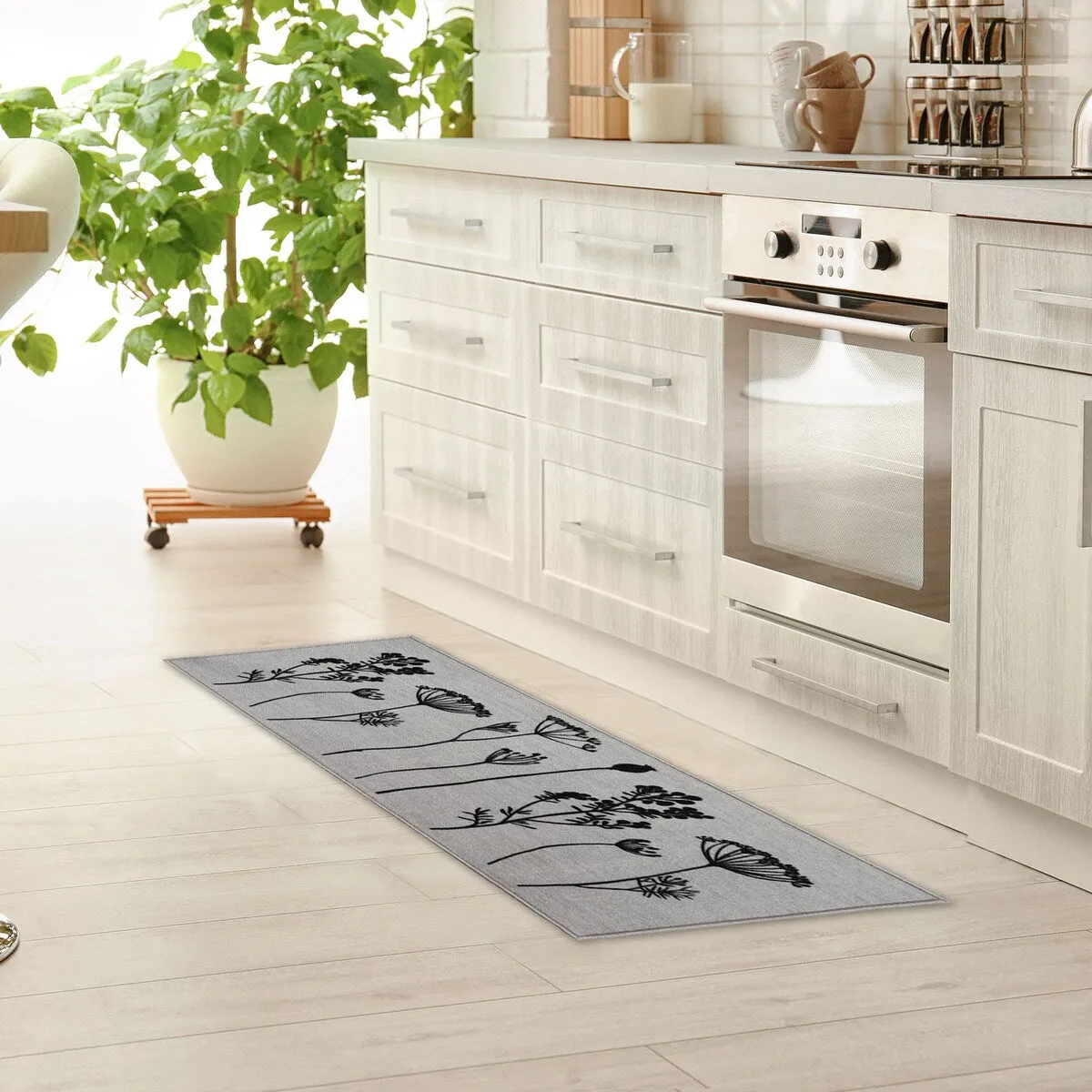 Wool Effect Wildflowers Kitchen Mat or Runner Rug