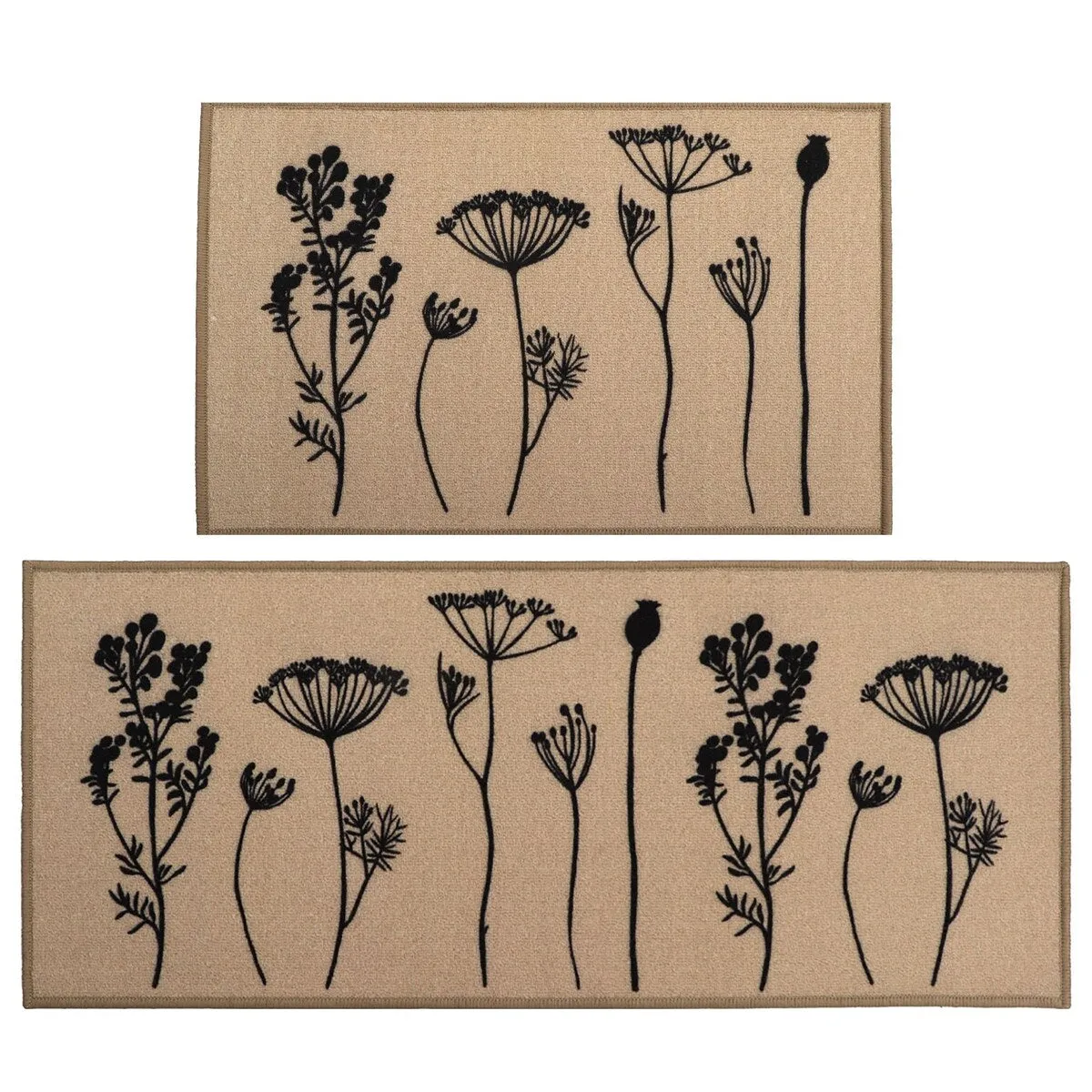 Wool Effect Wildflowers Kitchen Mat or Runner Rug
