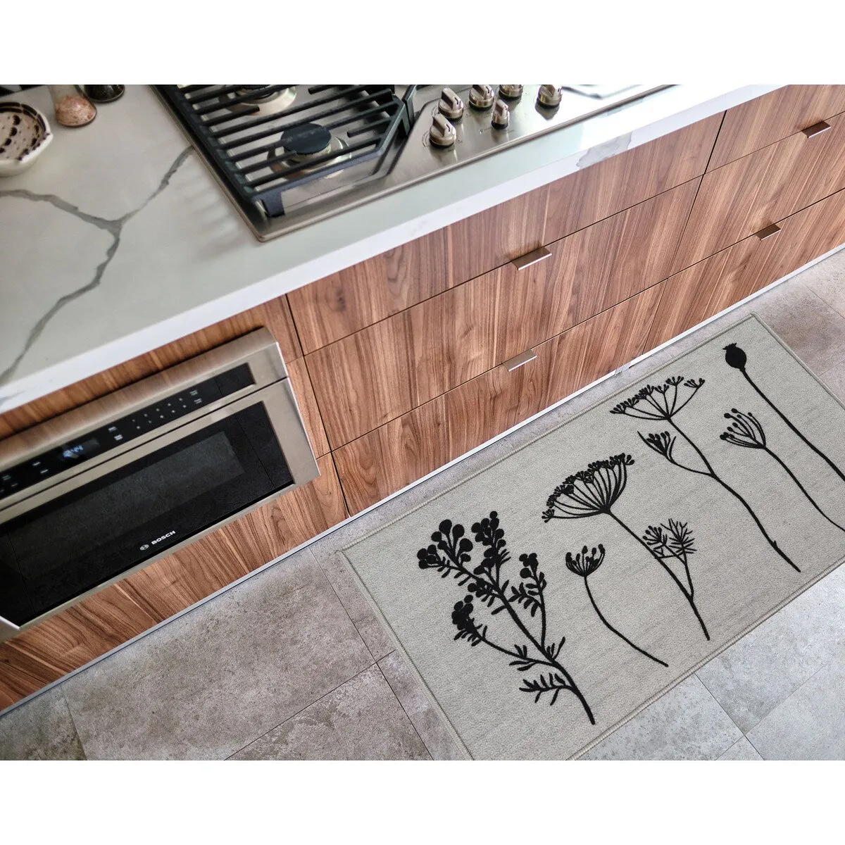 Wool Effect Wildflowers Kitchen Mat or Runner Rug