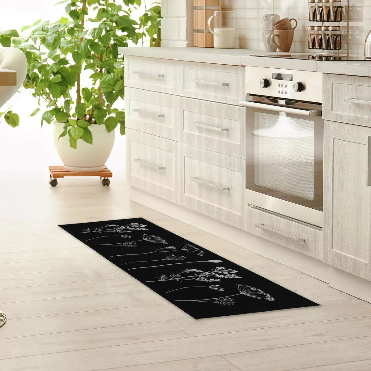 Wool Effect Wildflowers Kitchen Mat or Runner Rug