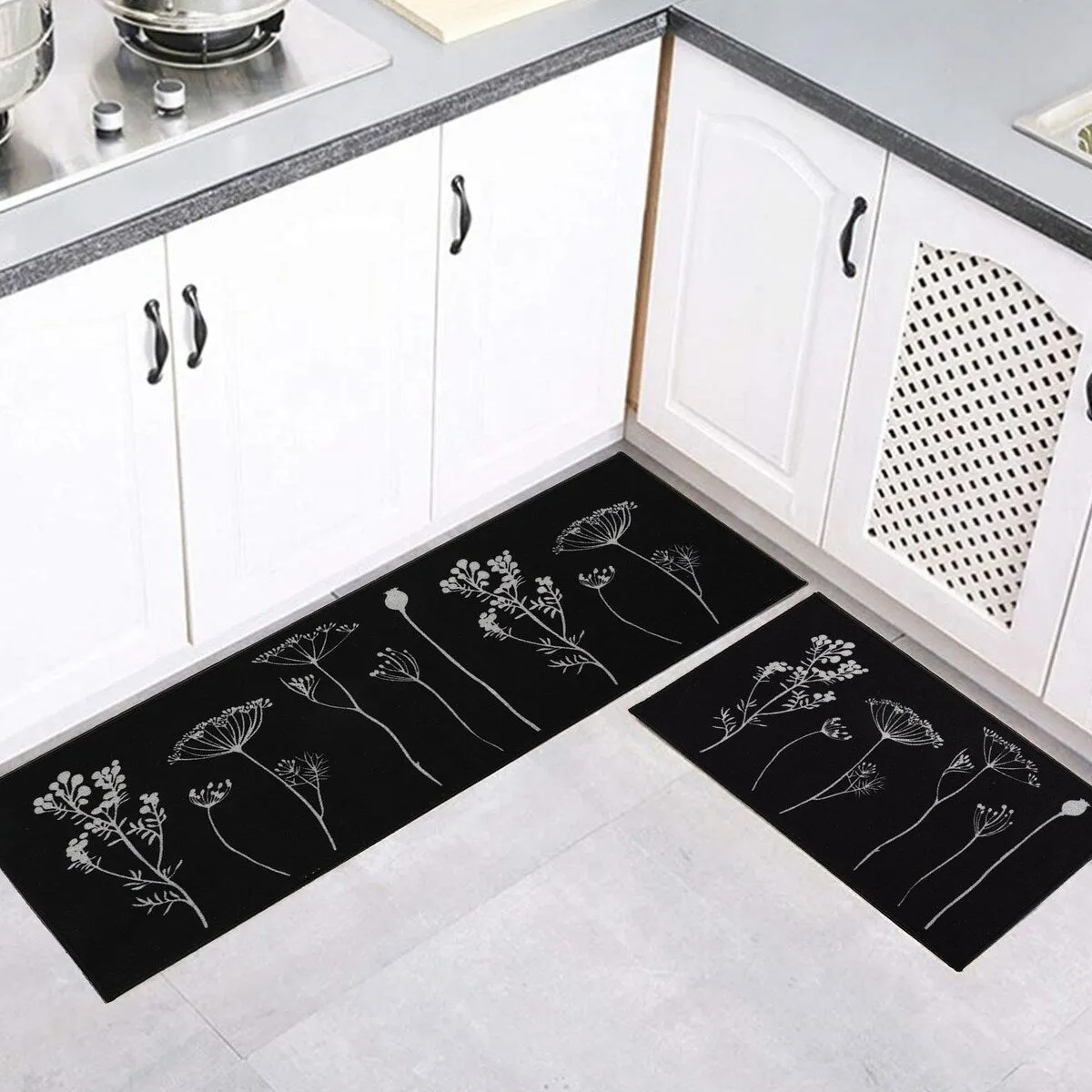Wool Effect Wildflowers Kitchen Mat or Runner Rug