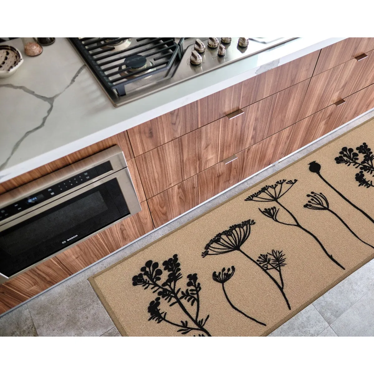 Wool Effect Wildflowers Kitchen Mat or Runner Rug