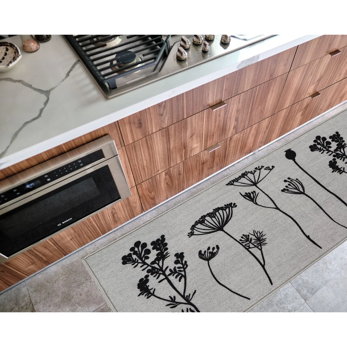 Wool Effect Wildflowers Kitchen Mat or Runner Rug