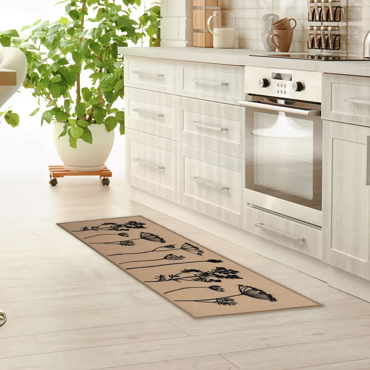 Wool Effect Wildflowers Kitchen Mat or Runner Rug