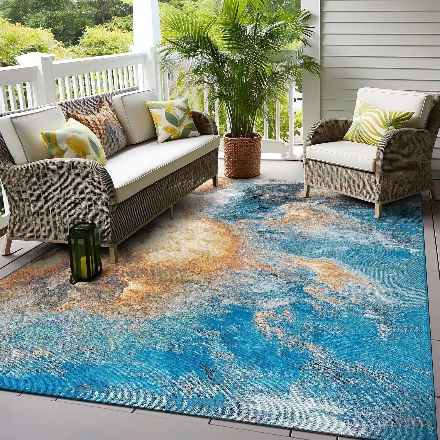 World Rug Gallery Contemporary Abstract Clouds Indoor/Outdoor Area Rug