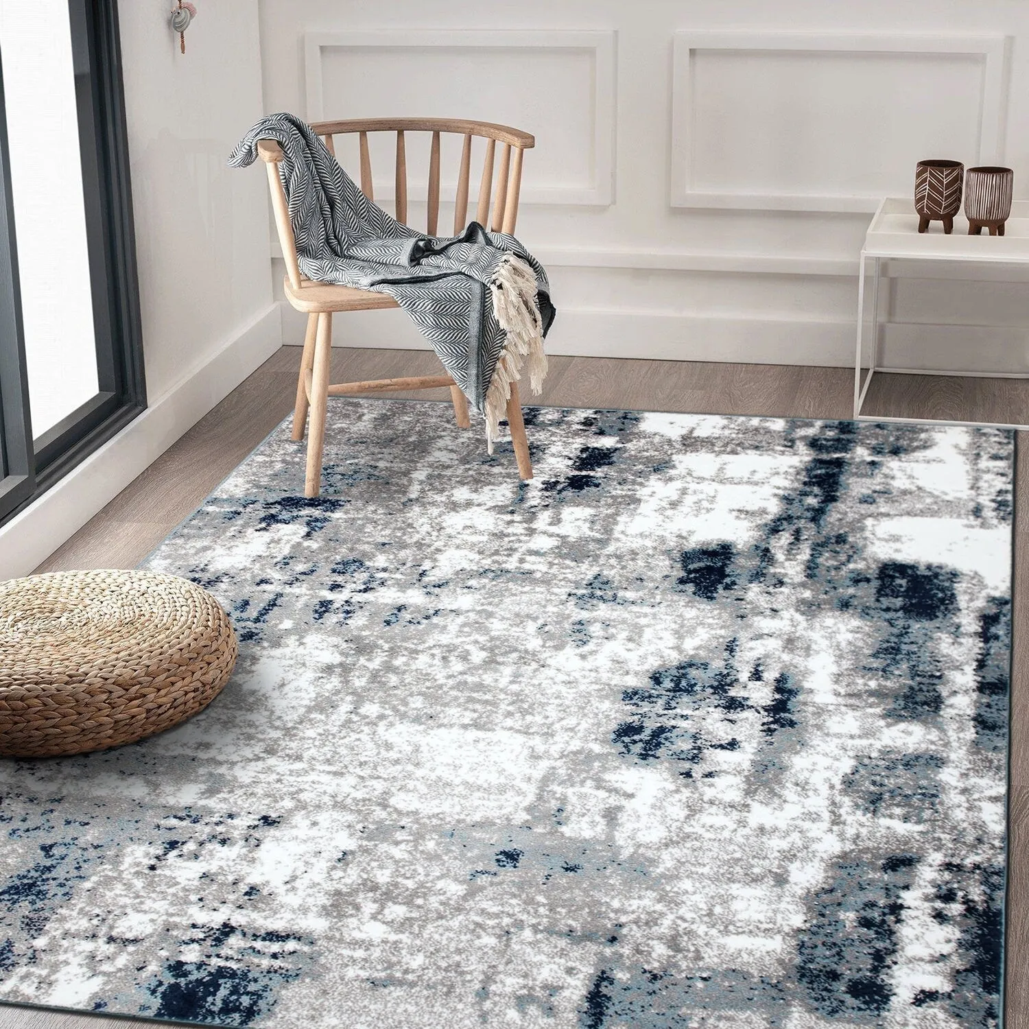World Rug Gallery Contemporary Abstract Distressed Area Rug