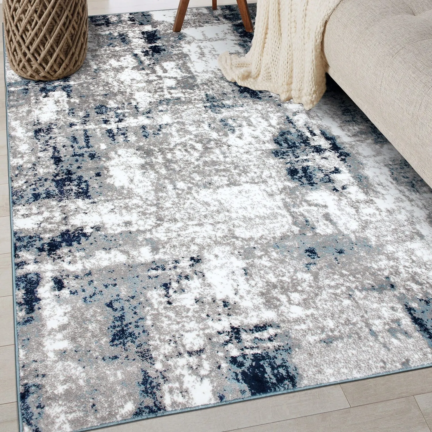 World Rug Gallery Contemporary Abstract Distressed Area Rug