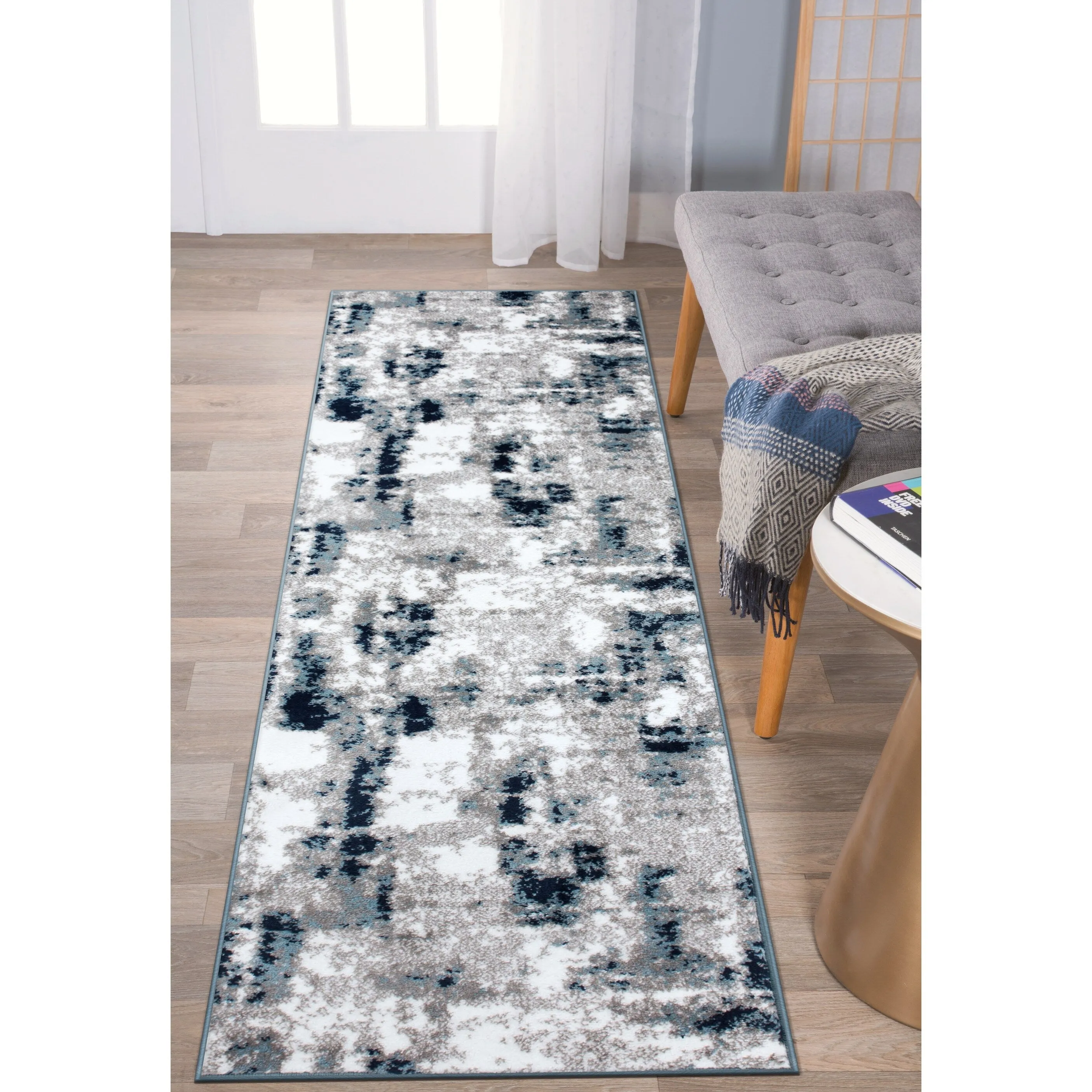 World Rug Gallery Contemporary Abstract Distressed Area Rug