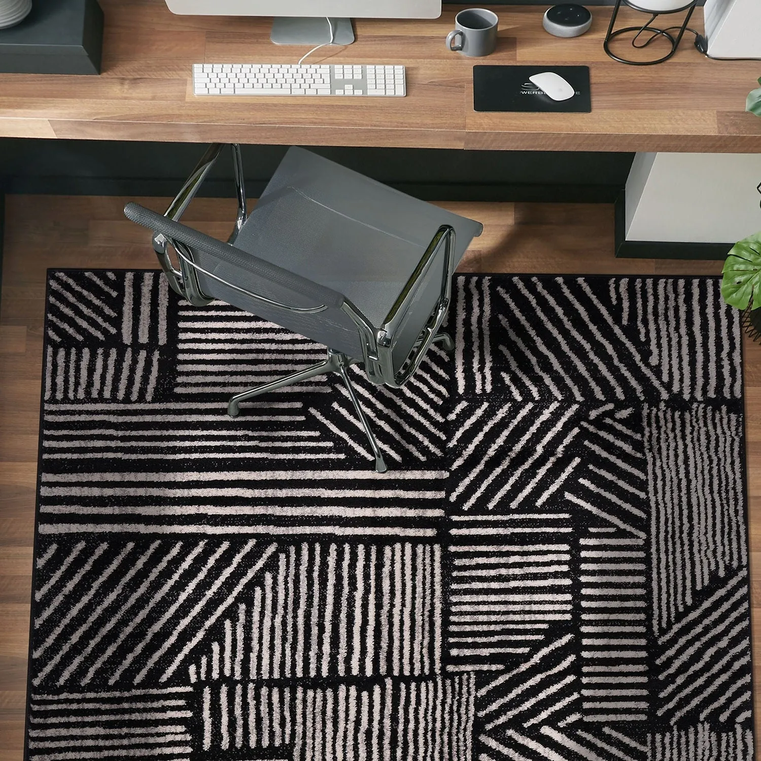 World Rug Gallery Contemporary Boho Stripes Black Area Rug