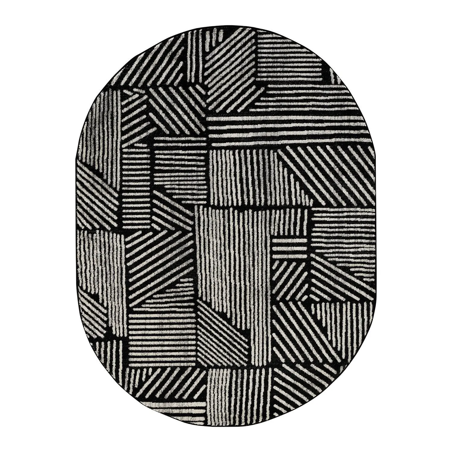 World Rug Gallery Contemporary Boho Stripes Black Area Rug