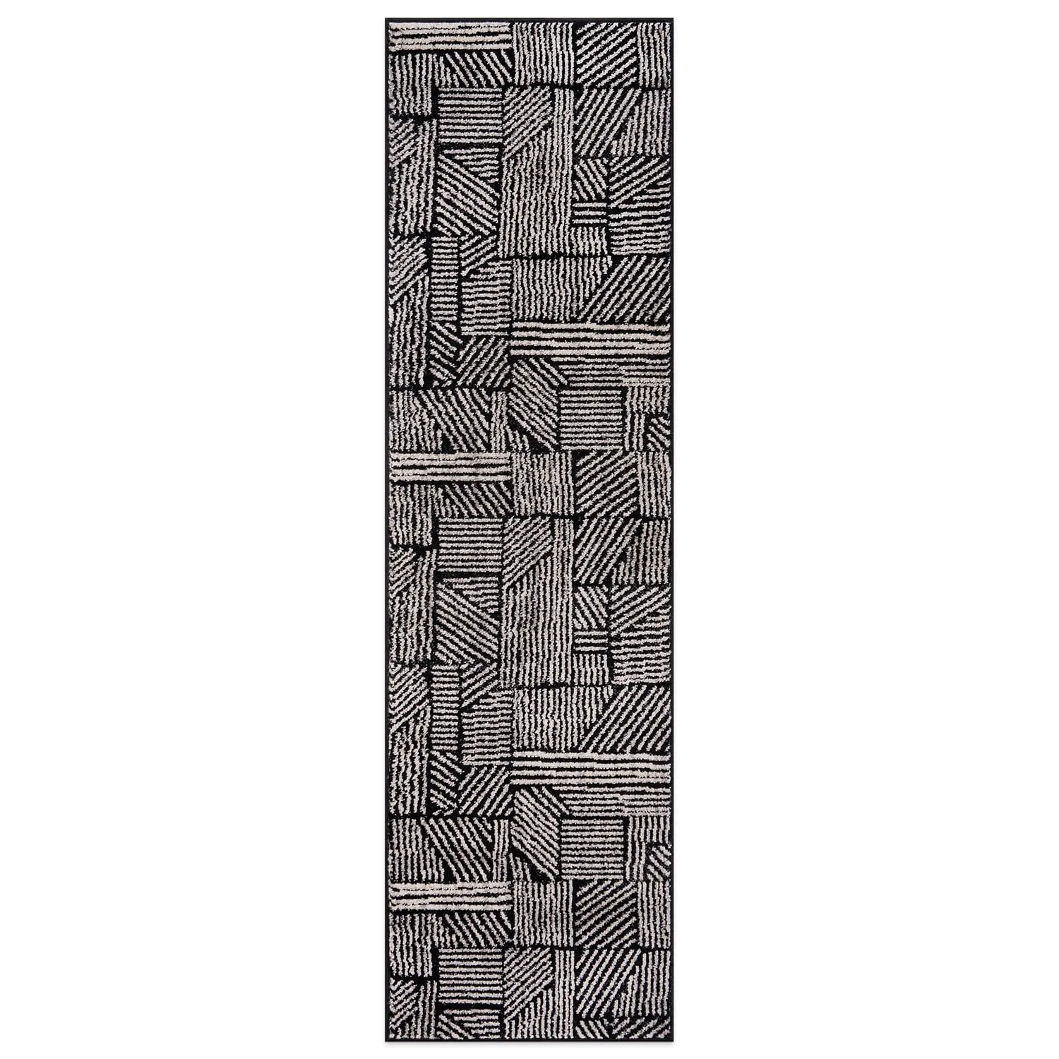 World Rug Gallery Contemporary Boho Stripes Black Area Rug