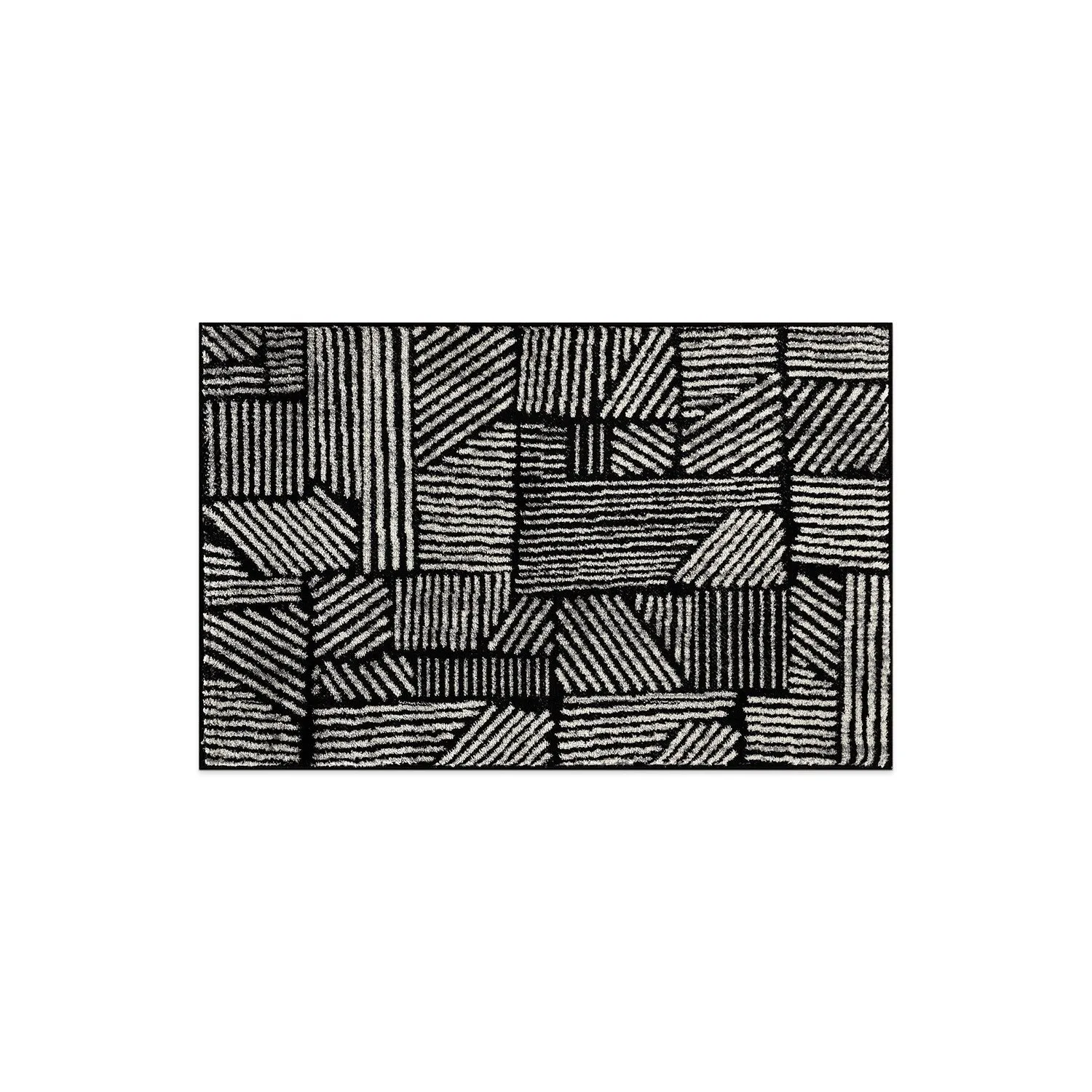 World Rug Gallery Contemporary Boho Stripes Black Area Rug