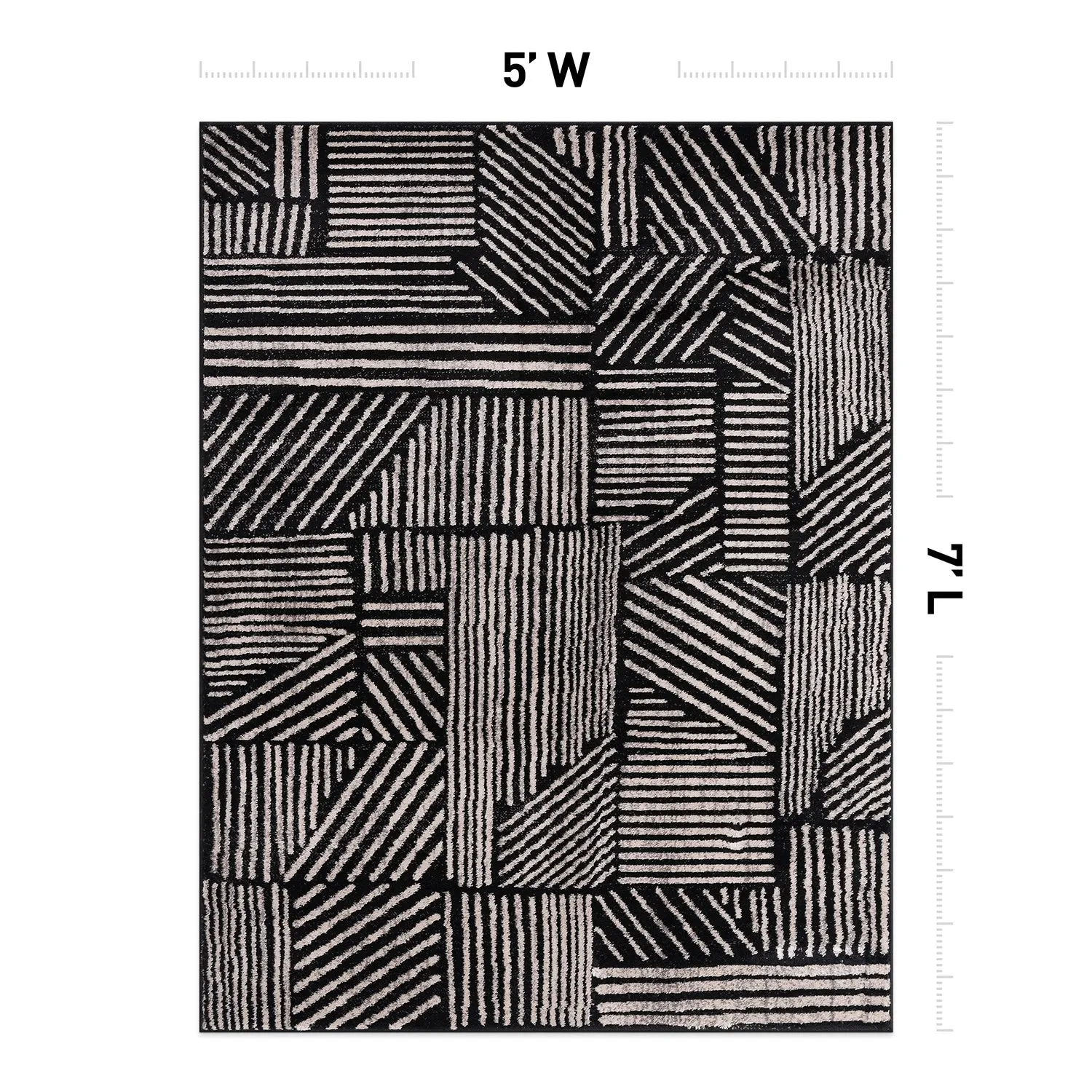 World Rug Gallery Contemporary Boho Stripes Black Area Rug