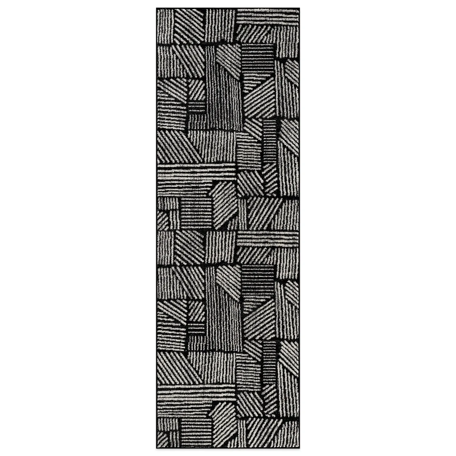 World Rug Gallery Contemporary Boho Stripes Black Area Rug
