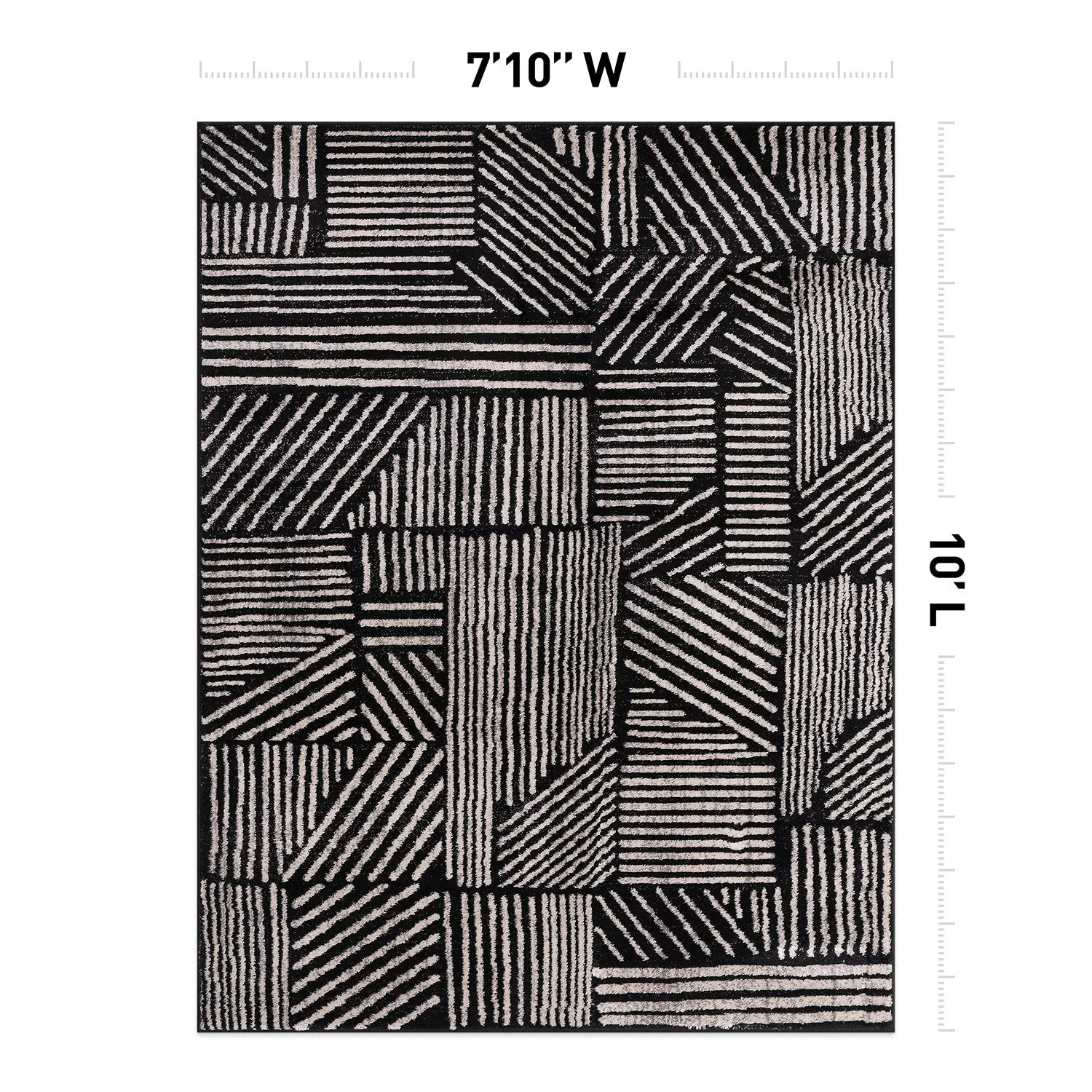 World Rug Gallery Contemporary Boho Stripes Black Area Rug