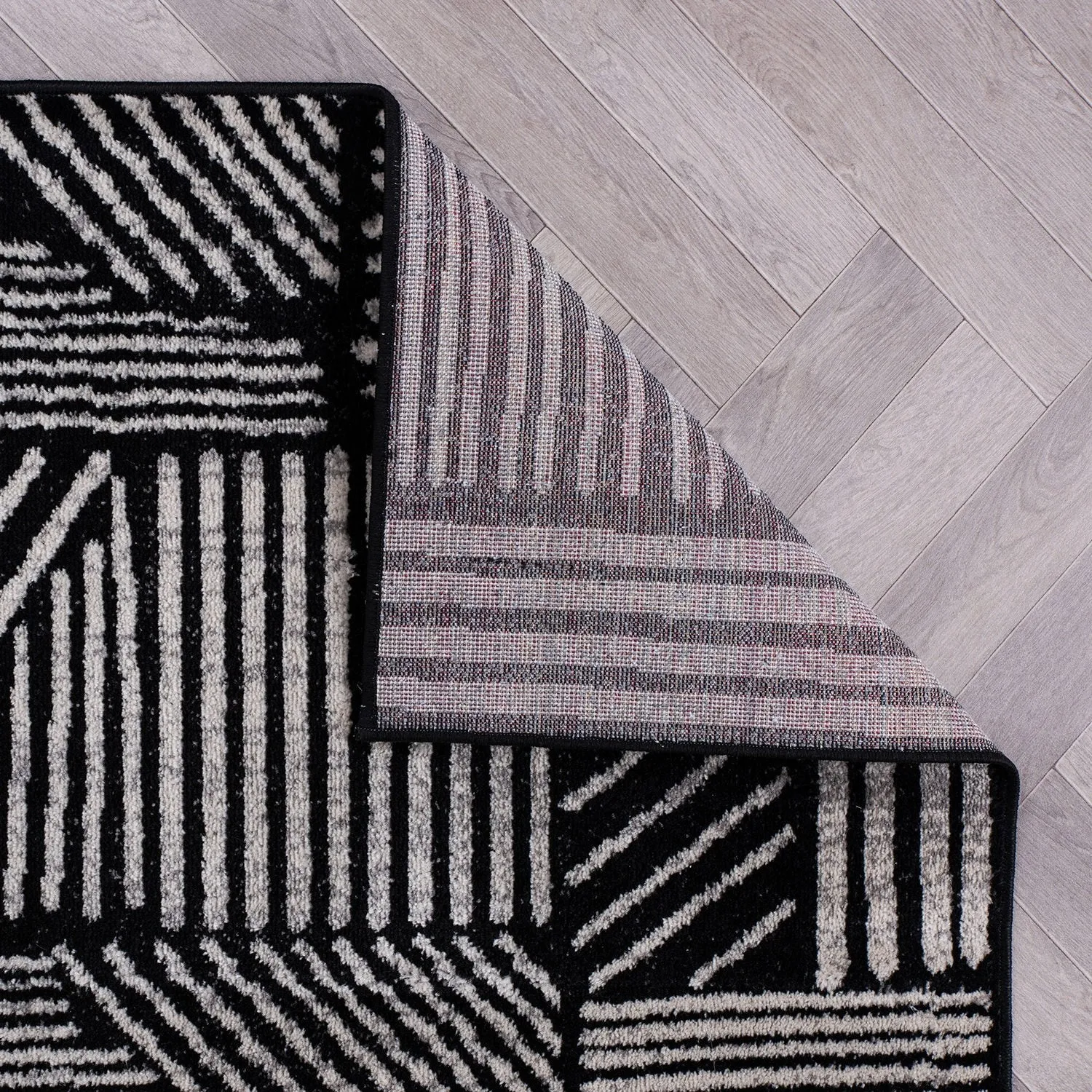 World Rug Gallery Contemporary Boho Stripes Black Area Rug