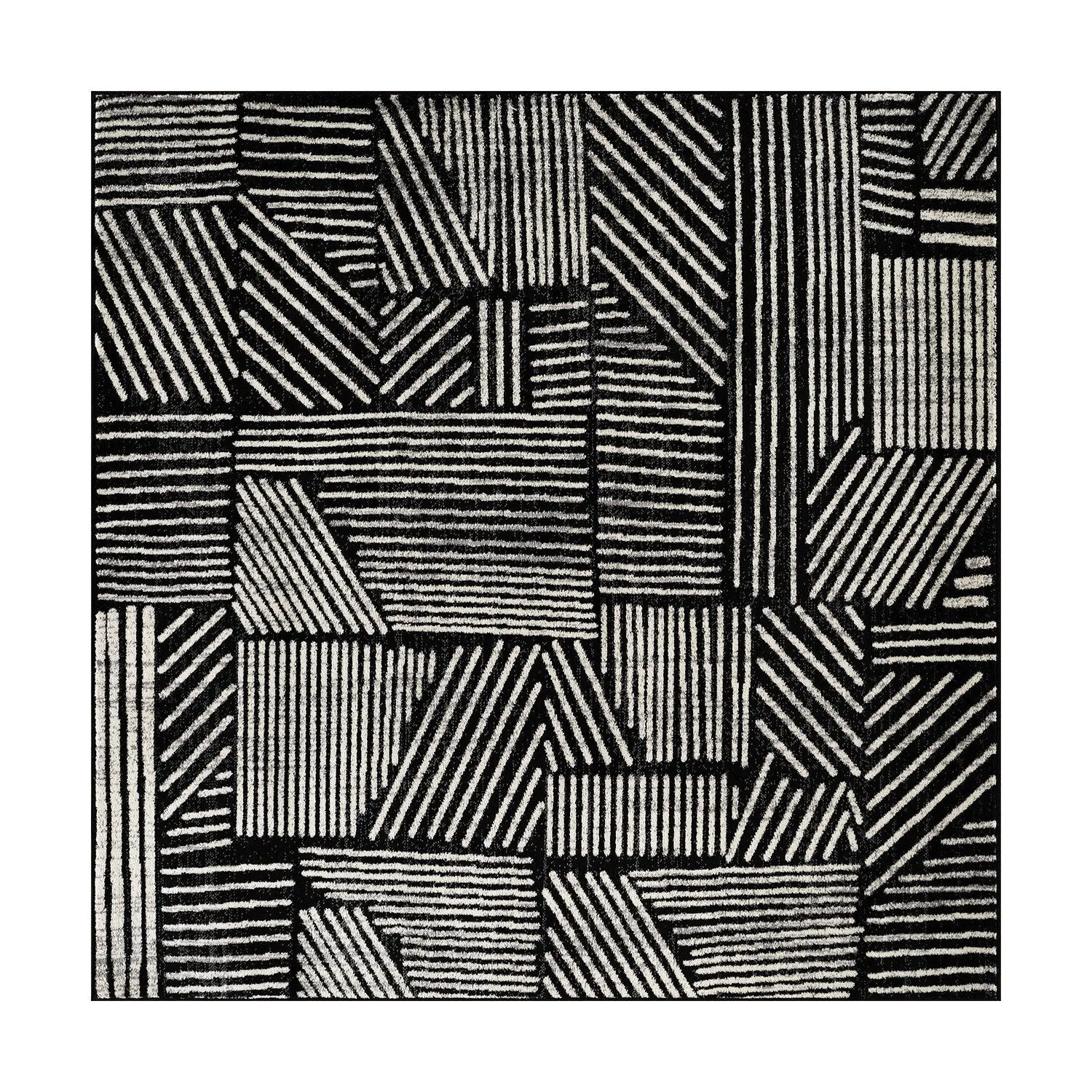 World Rug Gallery Contemporary Boho Stripes Black Area Rug